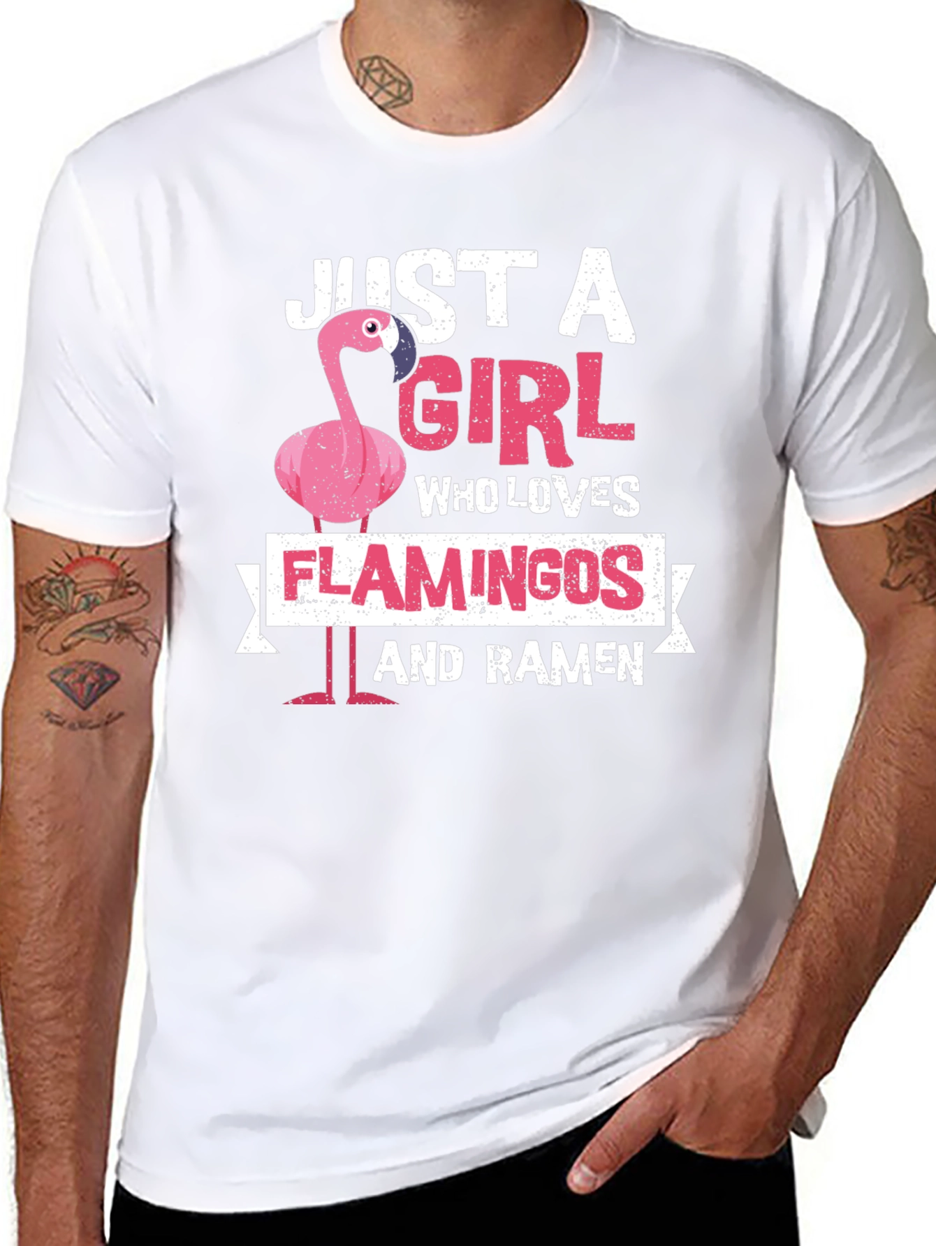 Just A Girl Who Loves Flamingos and Ramen T-Shirt