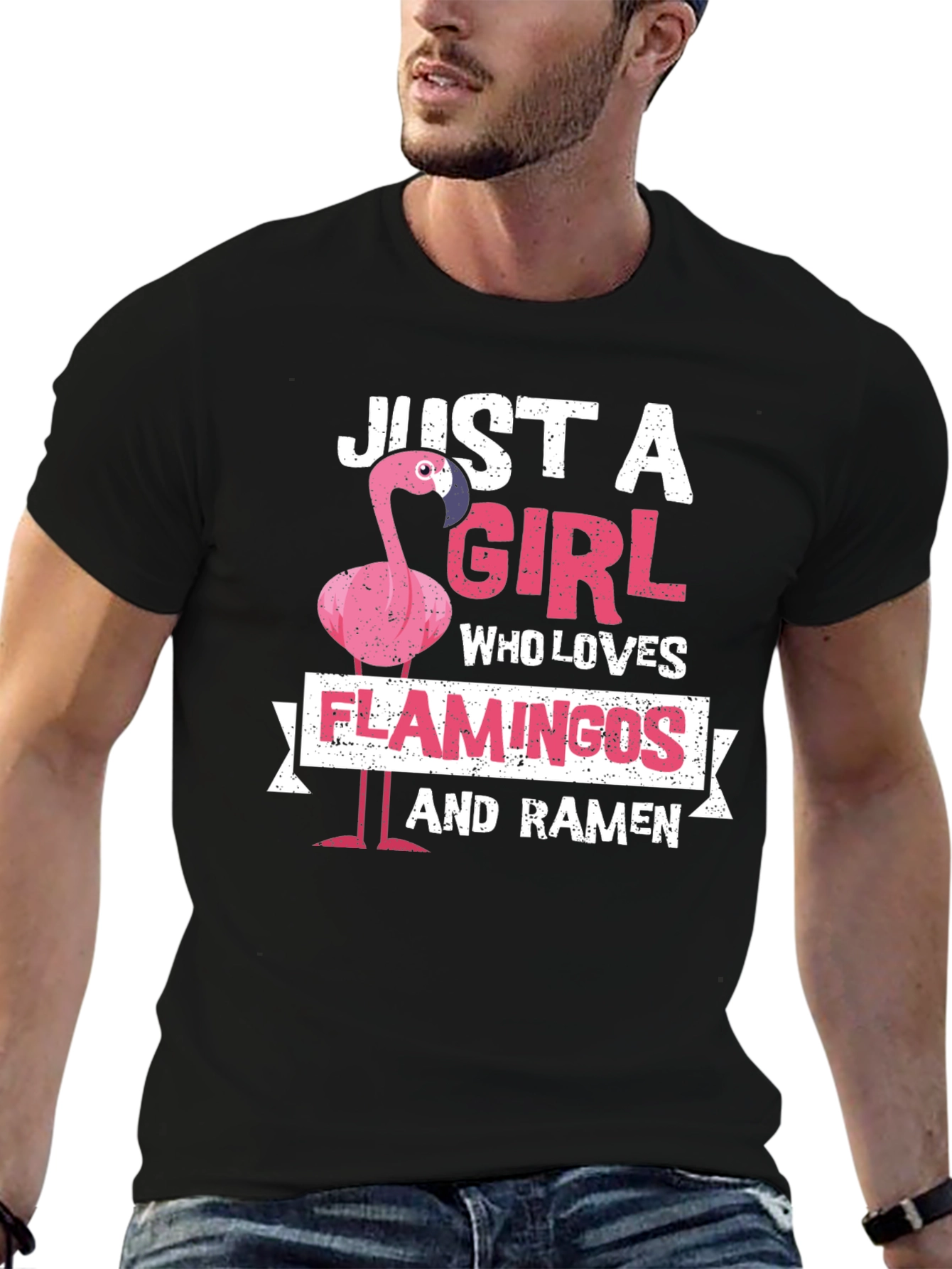 Just A Girl Who Loves Flamingos and Ramen T-Shirt