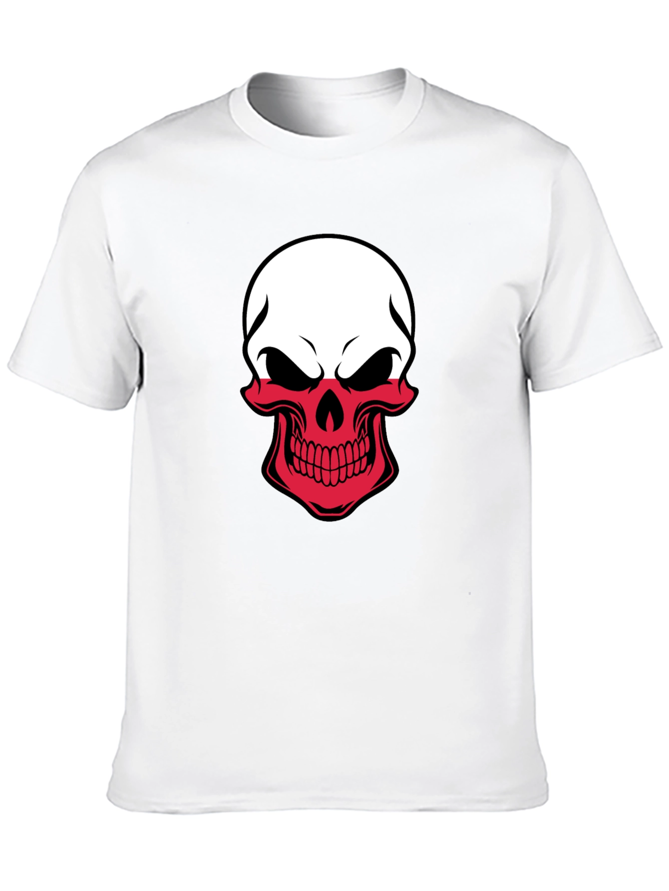 Poland Flag Skull Graphic T-Shirt - Black