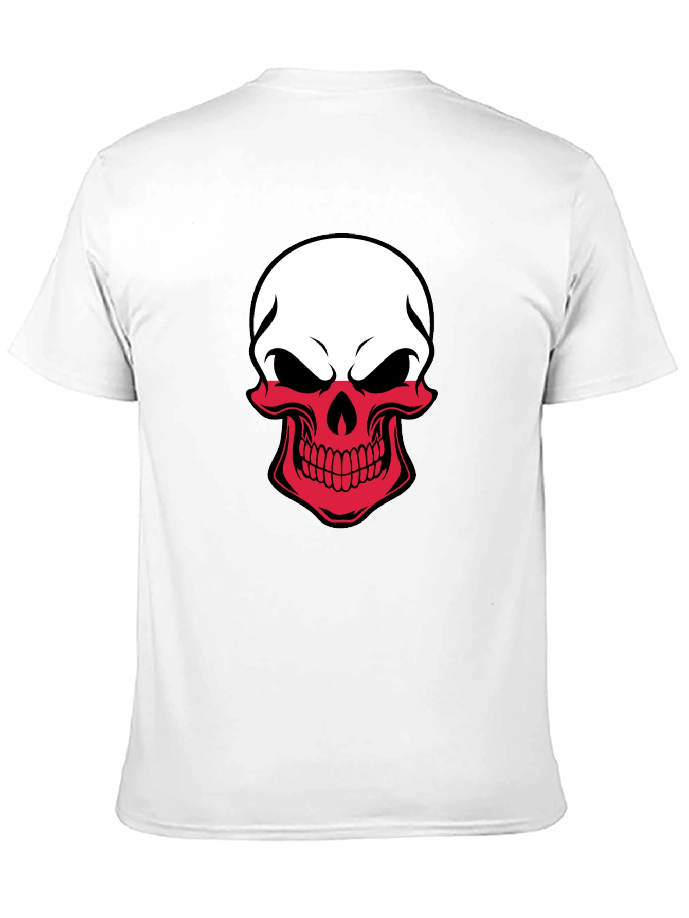 Poland Flag Skull Graphic T-Shirt - Black