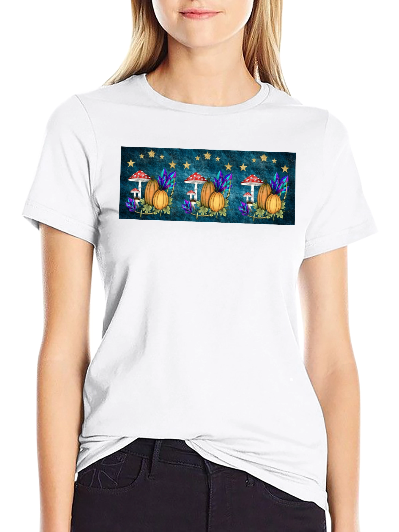 Autumnal Harvest T-Shirt -  Mushrooms & Pumpkins