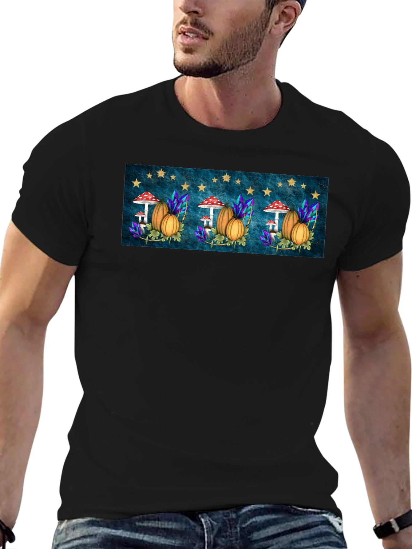 Autumnal Harvest T-Shirt -  Mushrooms & Pumpkins