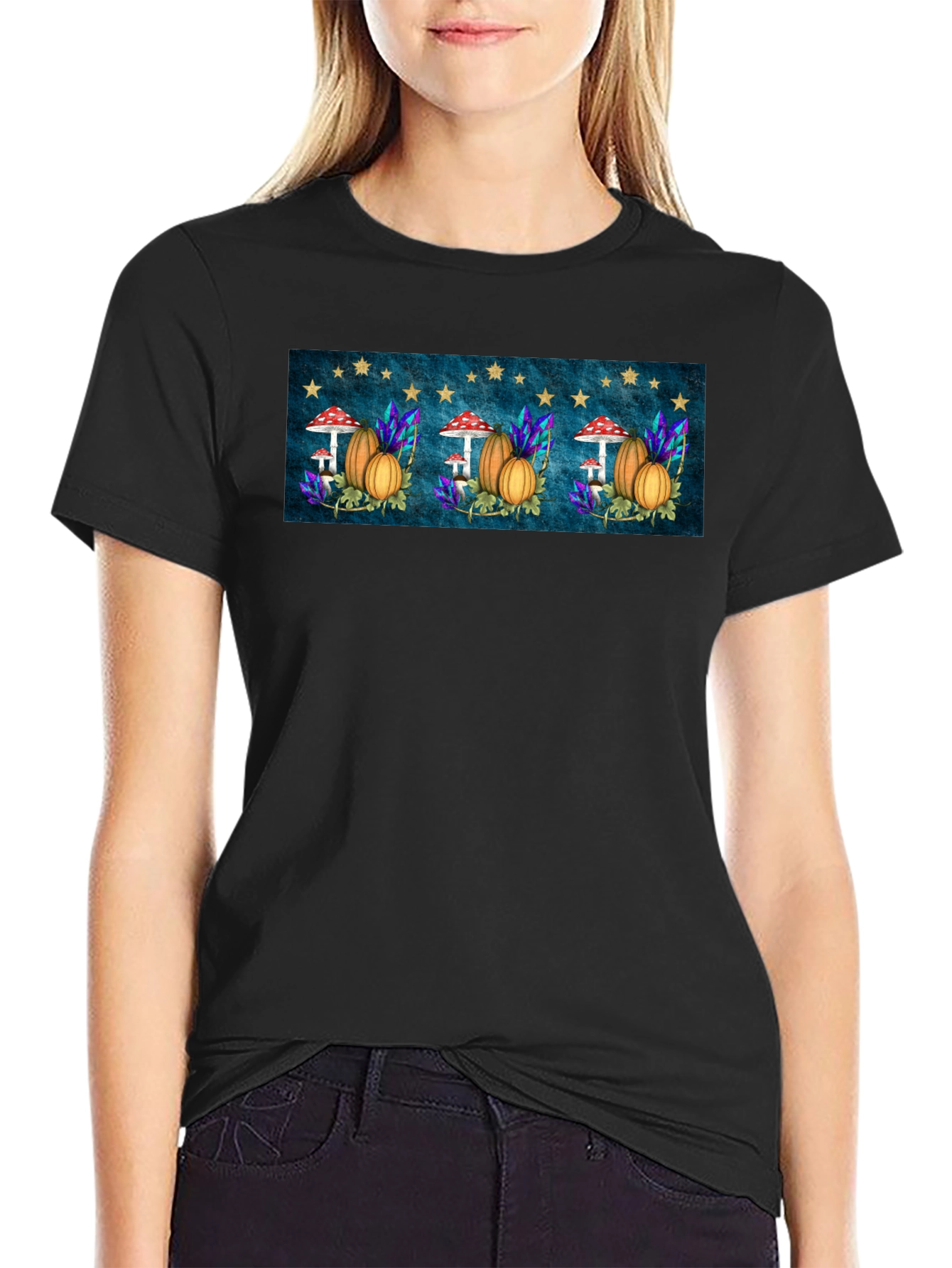 Autumnal Harvest T-Shirt -  Mushrooms & Pumpkins