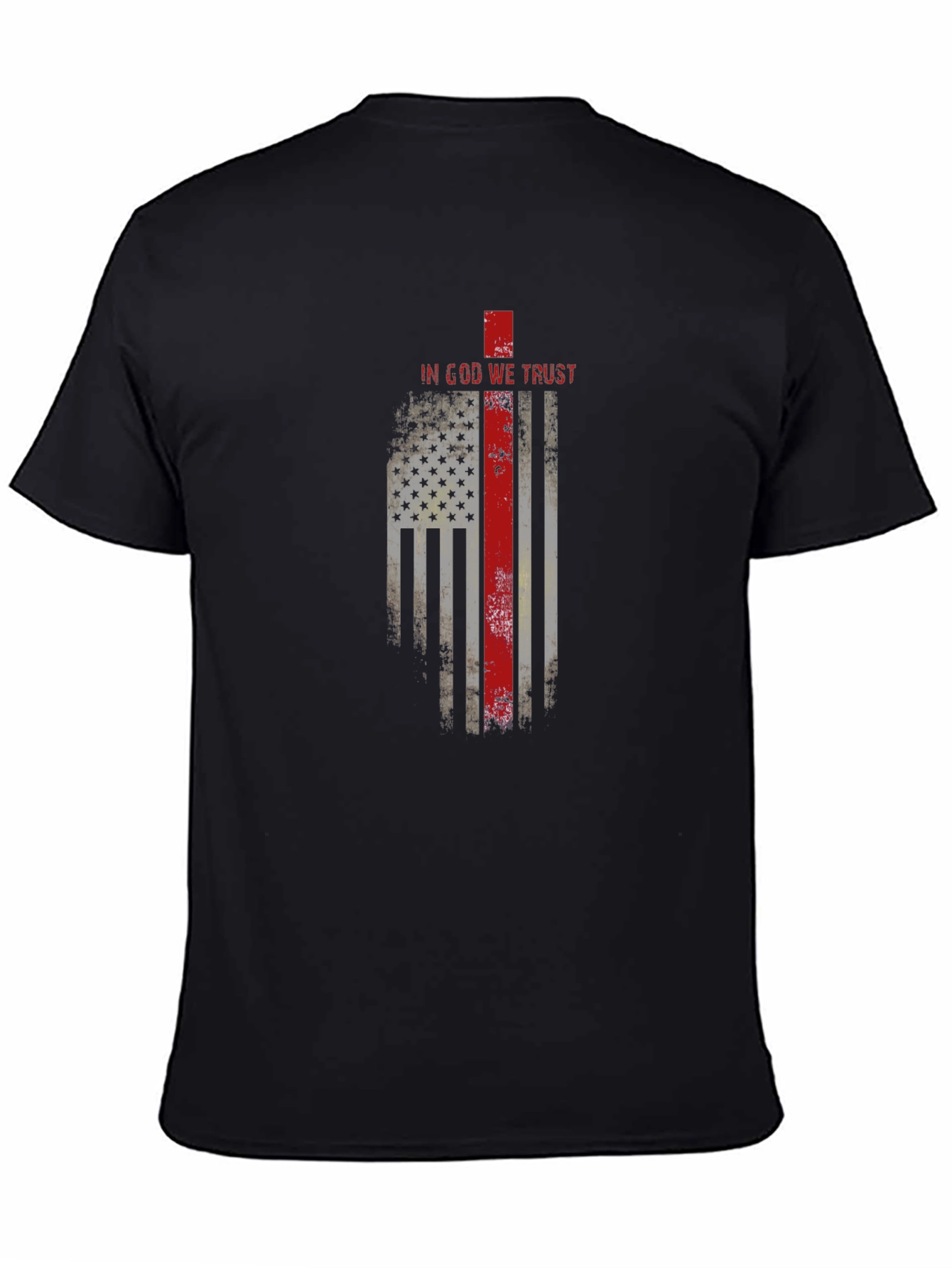 In God We Trust Firefighter Flag Graphic T-Shirt