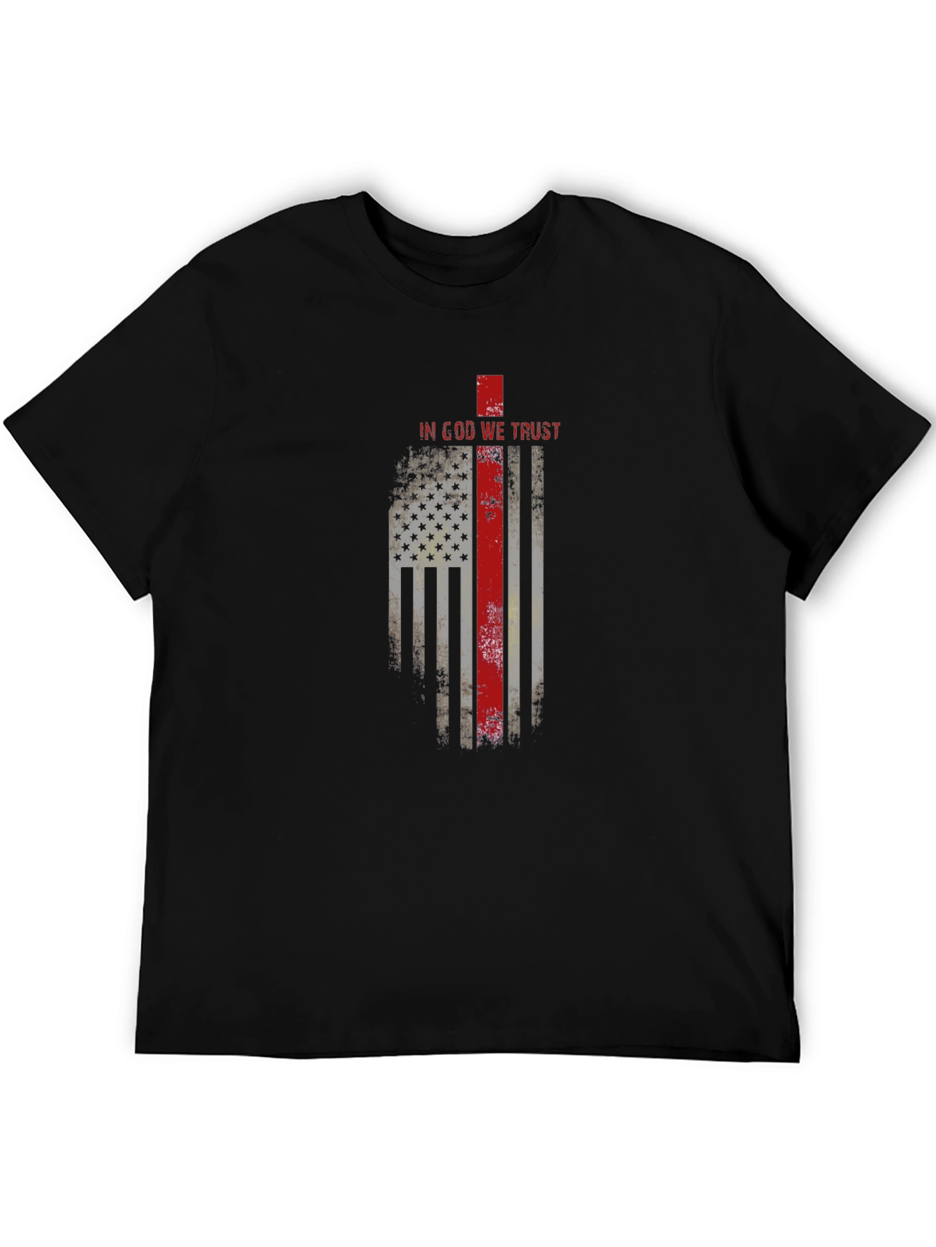 In God We Trust Firefighter Flag Graphic T-Shirt