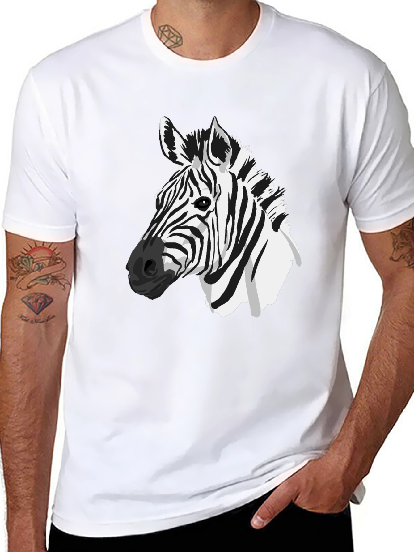 Zebra Graphic Tee - Black Casual T-Shirt