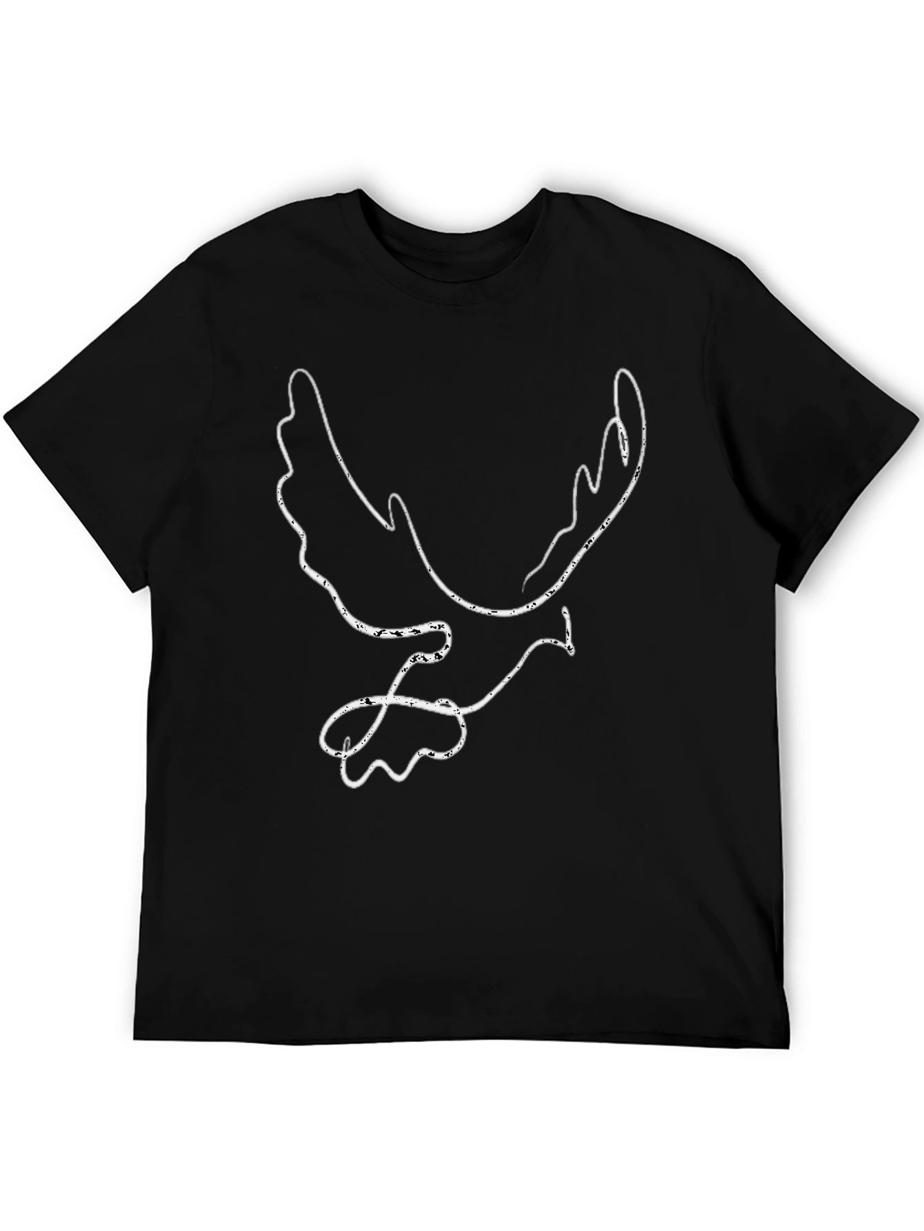 Abstract Dove Outline Black T-Shirt