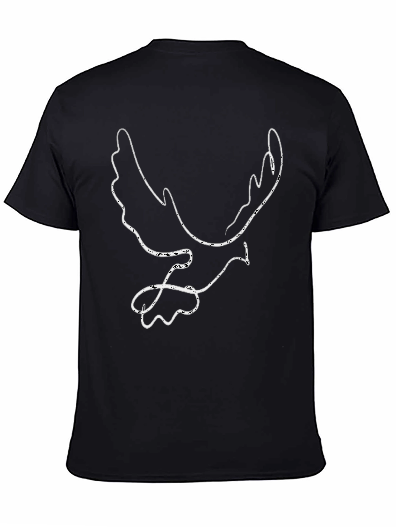 Abstract Dove Outline Black T-Shirt