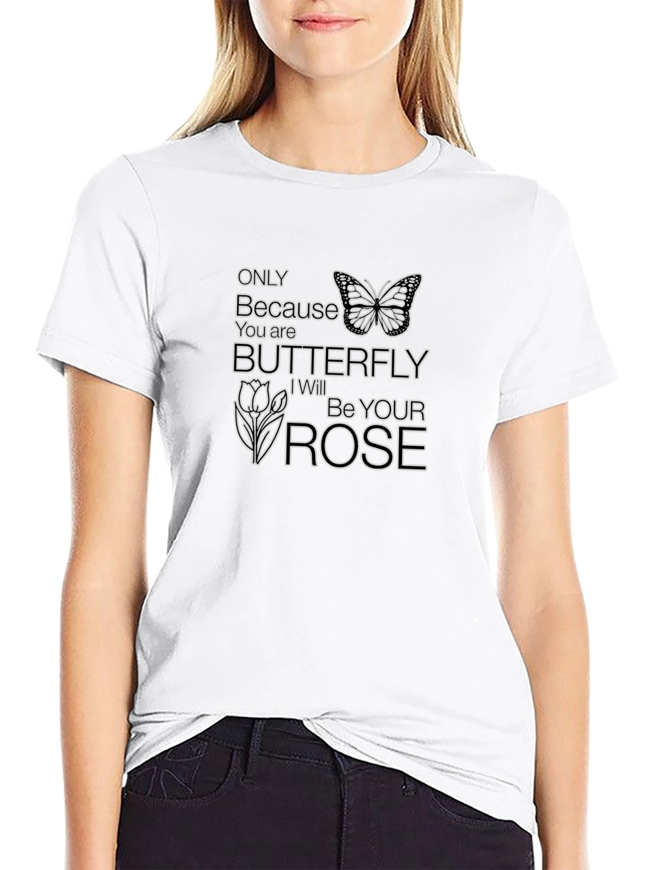 Butterfly & Rose Graphic T-Shirt