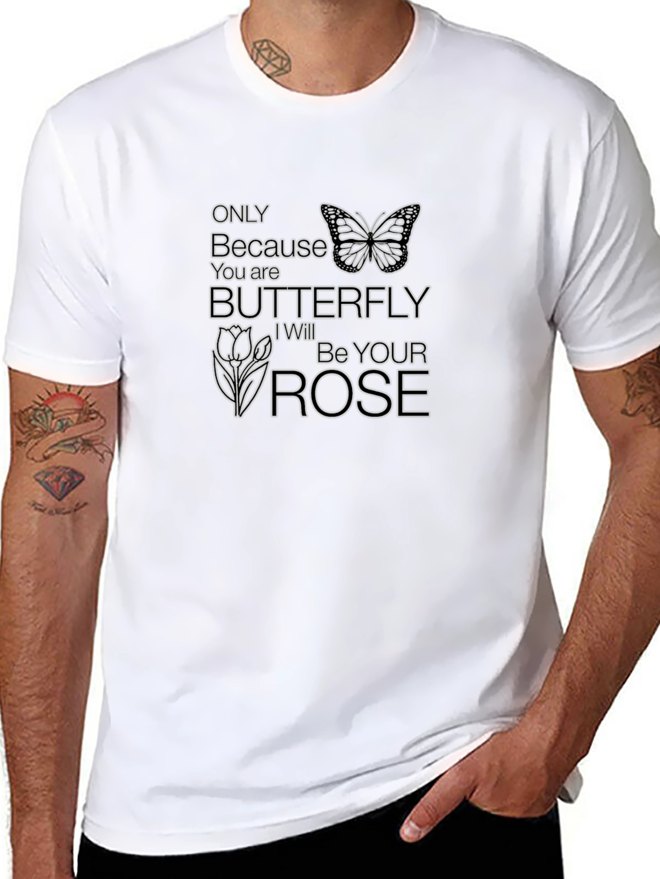 Butterfly & Rose Graphic T-Shirt