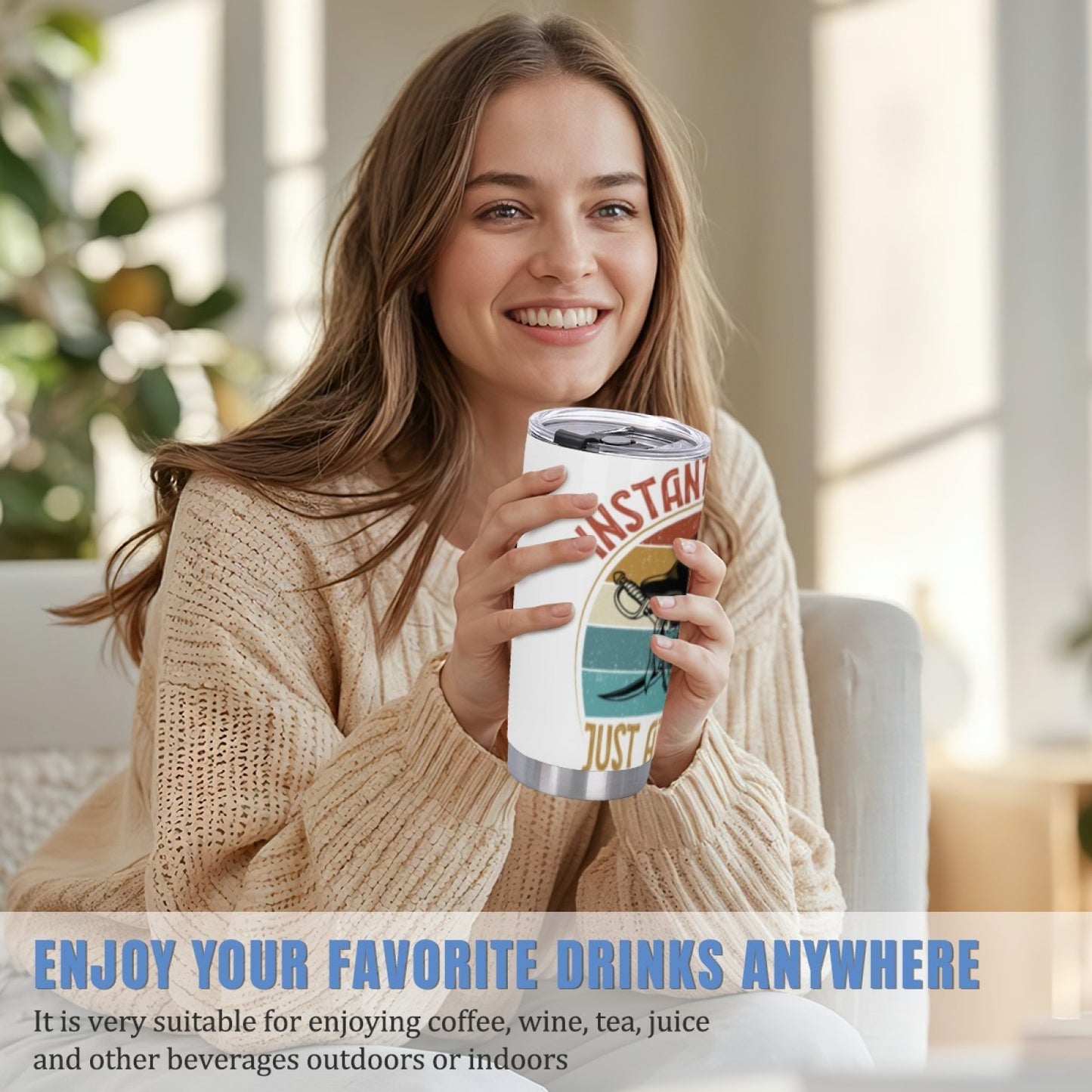 Leak-Proof Graphic Insulated Tumbler - Stainless Steel Daily Drink Cup