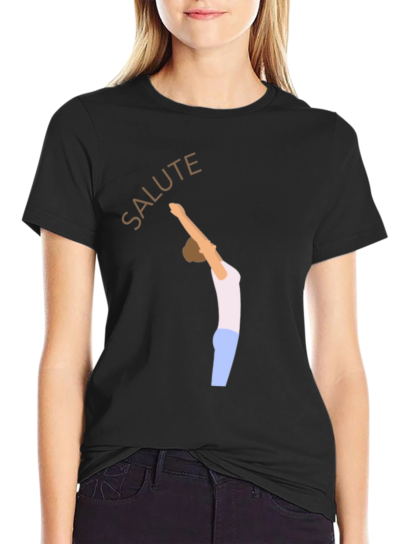 Salute Yoga Pose Black T-Shirt