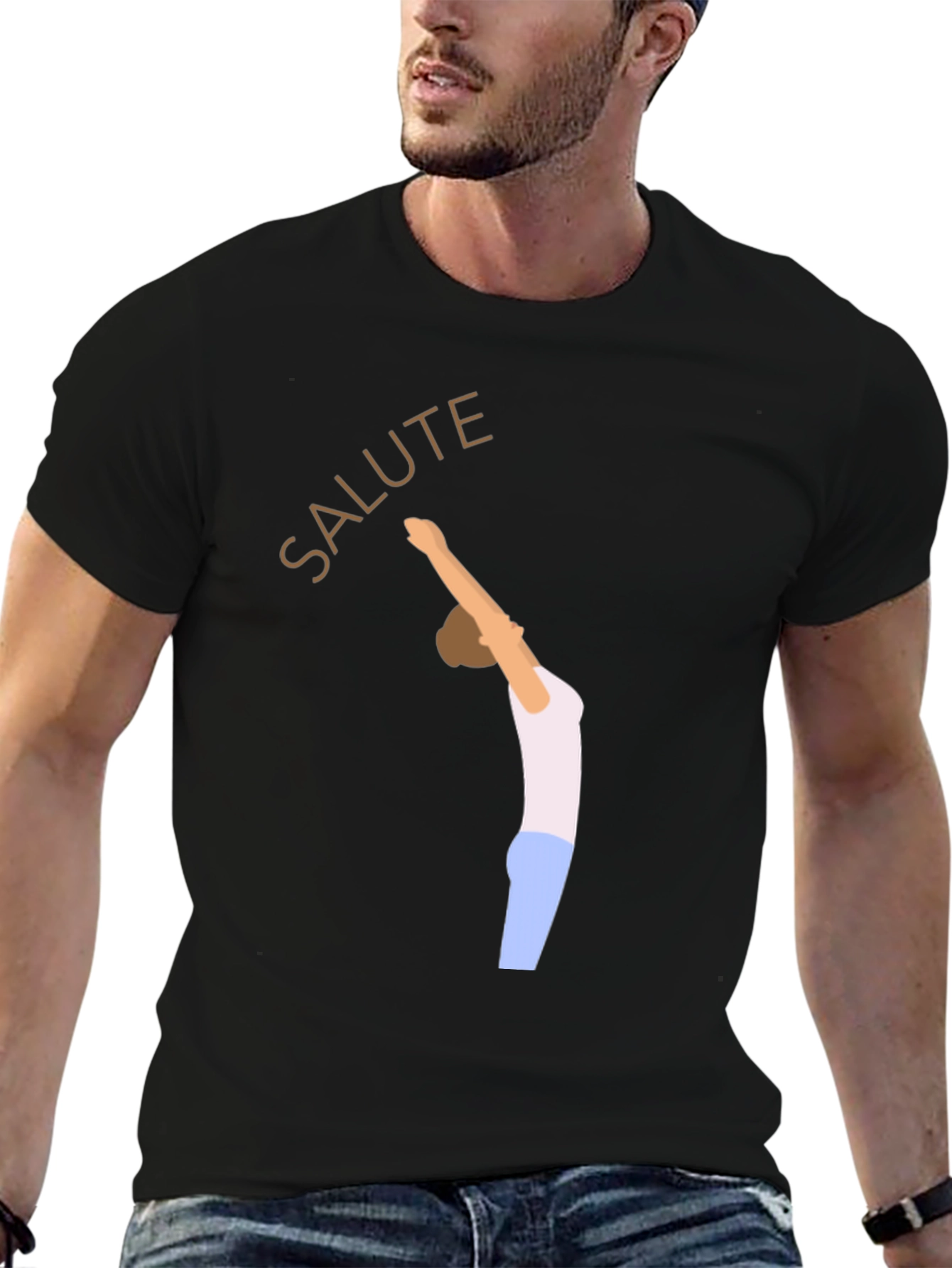 Salute Yoga Pose Black T-Shirt