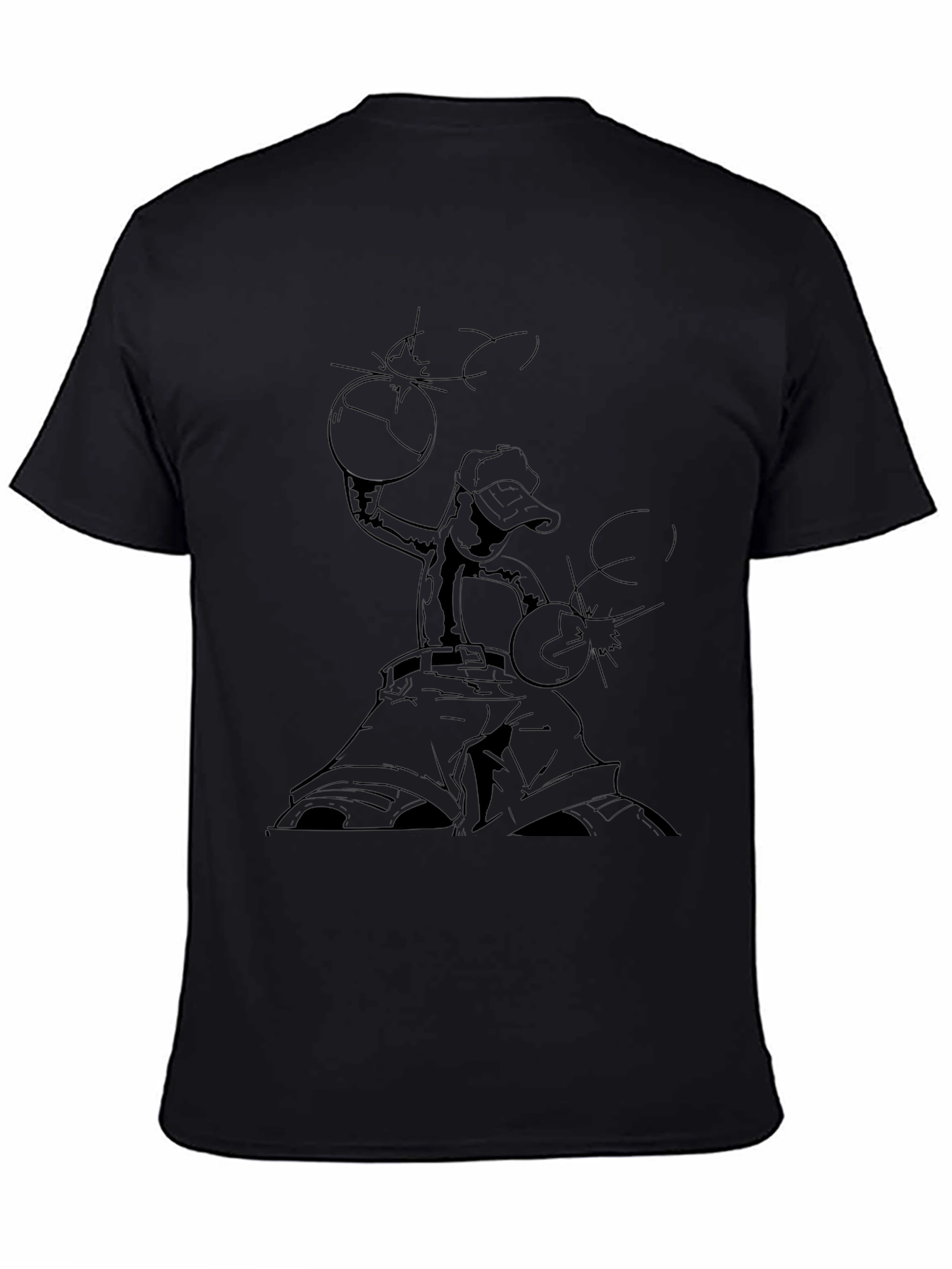Black T-Shirt with Basketball Graphic