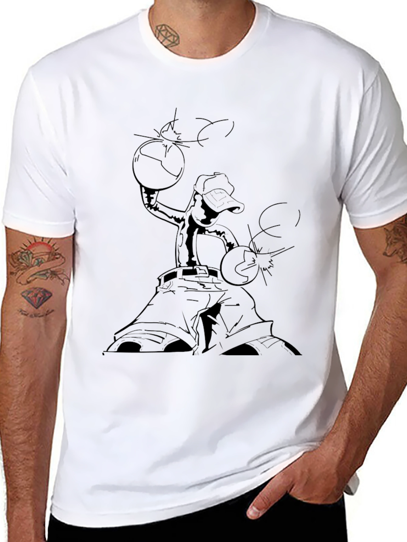 Black T-Shirt with Basketball Graphic