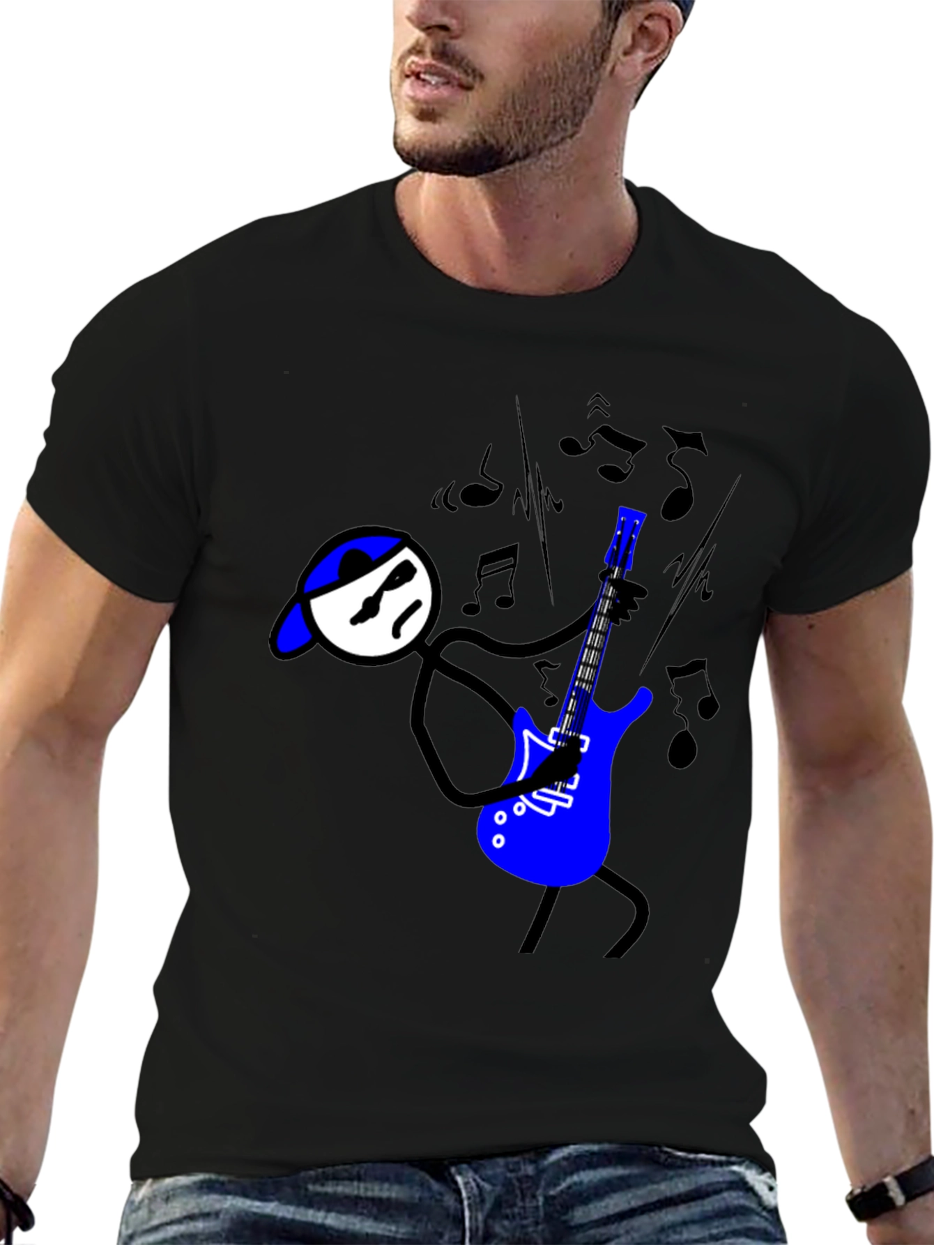 Cool Stick Figure Guitarist T-Shirt