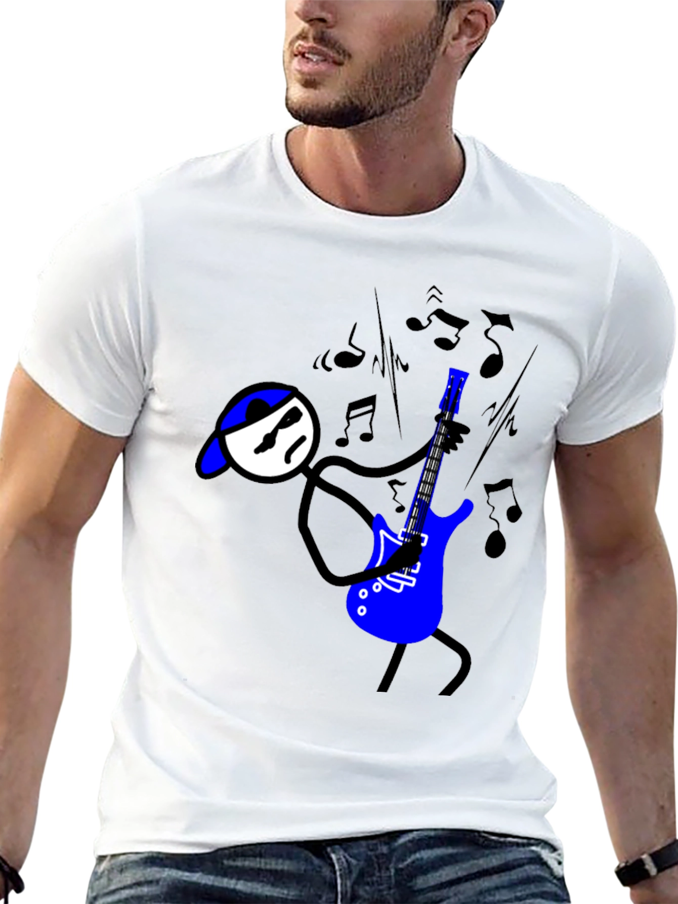 Cool Stick Figure Guitarist T-Shirt