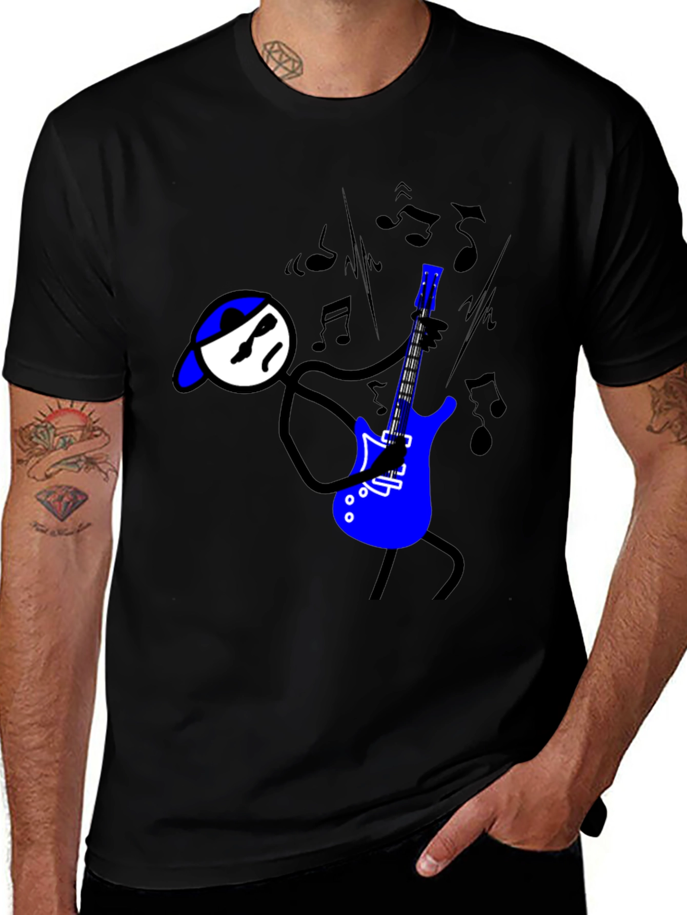 Cool Stick Figure Guitarist T-Shirt