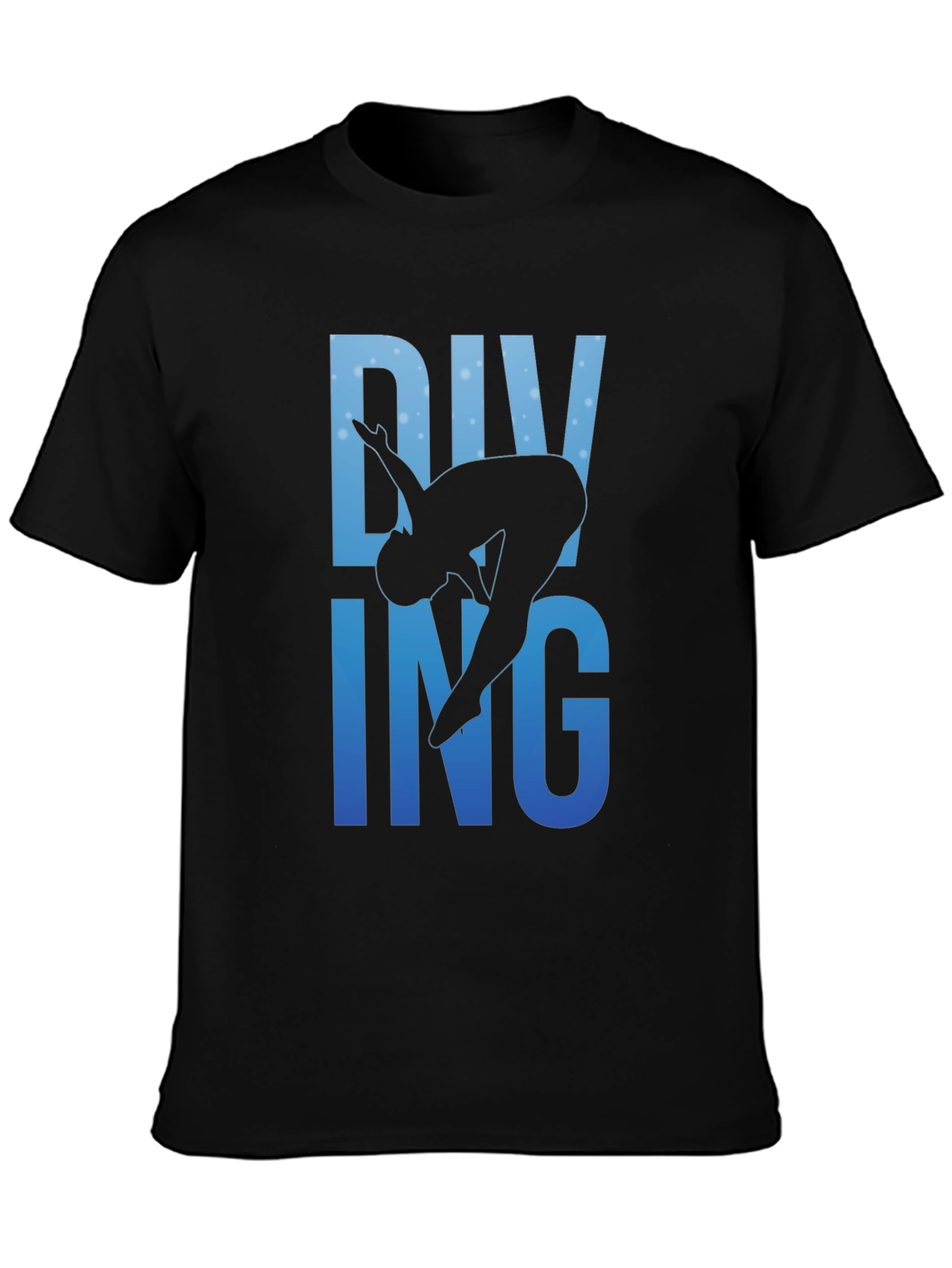 Diving Silhouette Graphic Print Black T-Shirt