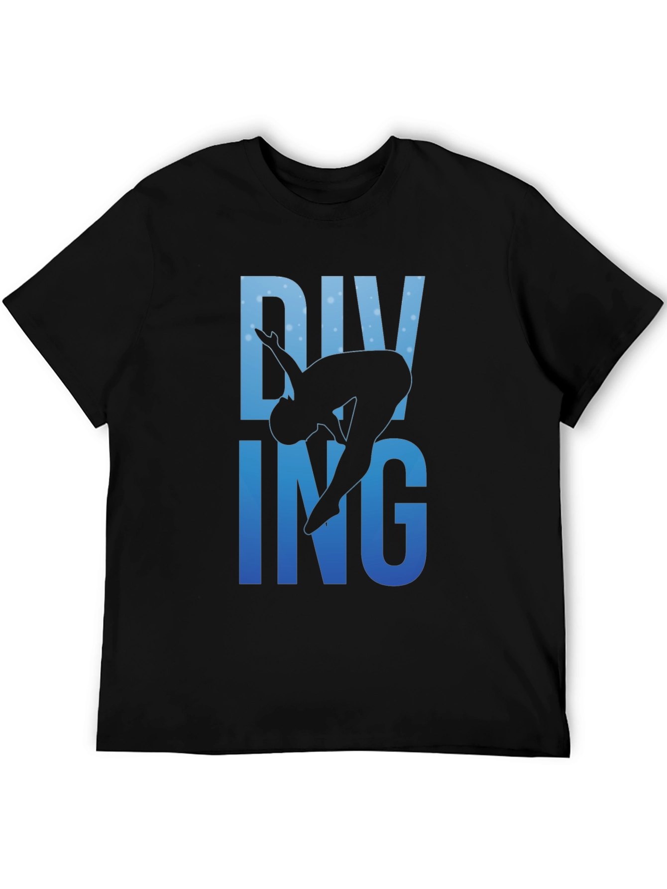 Diving Silhouette Graphic Print Black T-Shirt