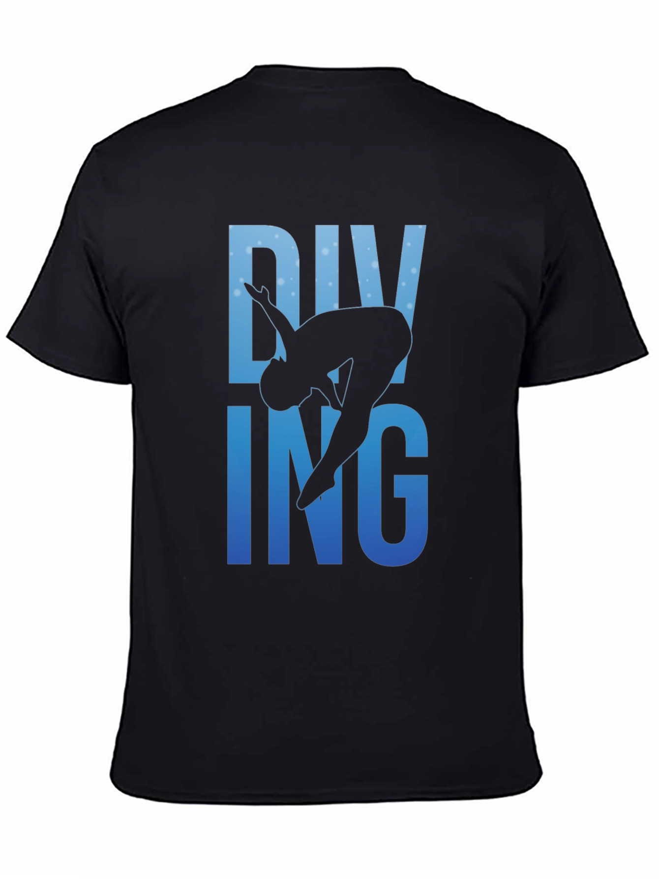 Diving Silhouette Graphic Print Black T-Shirt