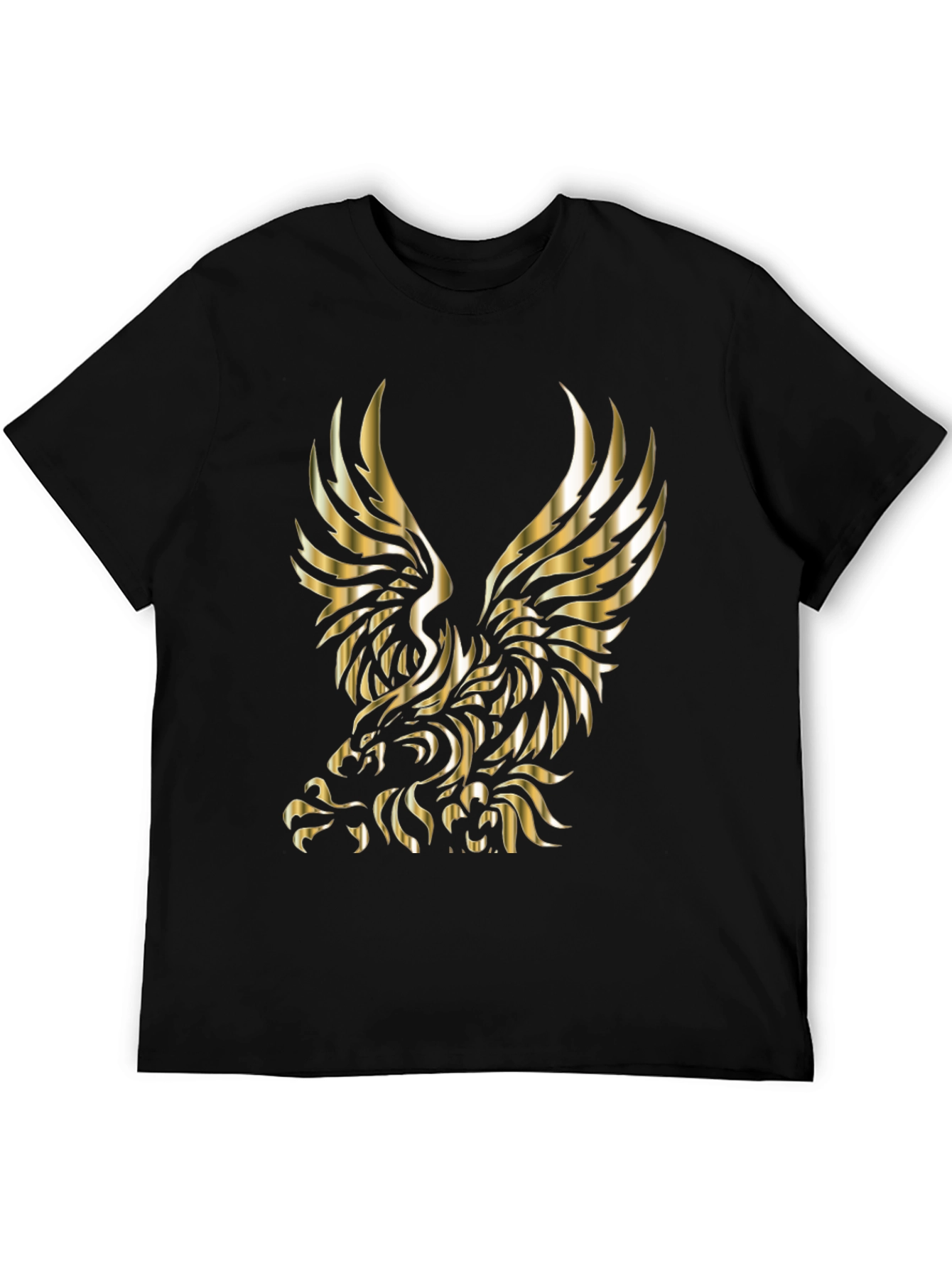 Mens Black T-shirt with Gold Eagle Graphic