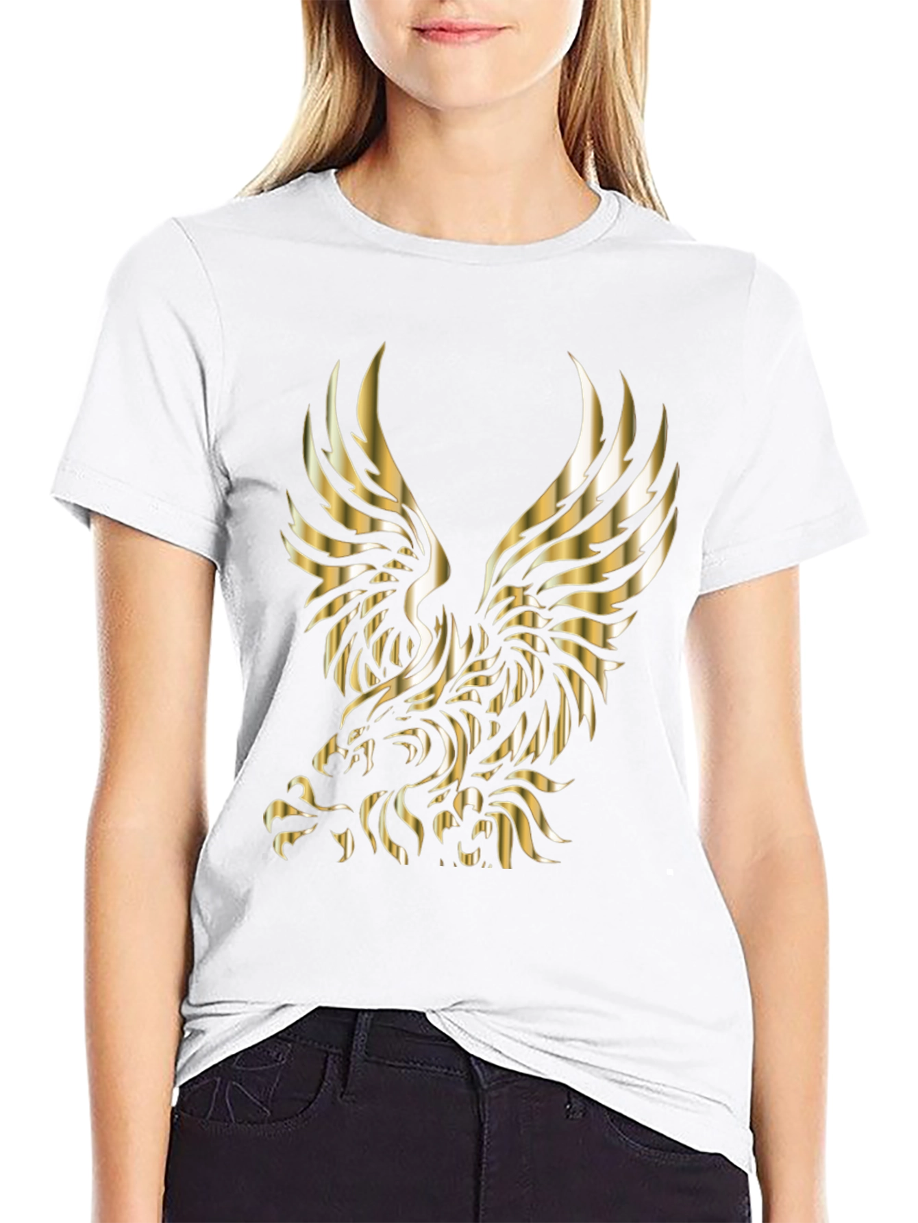 Mens Black T-shirt with Gold Eagle Graphic