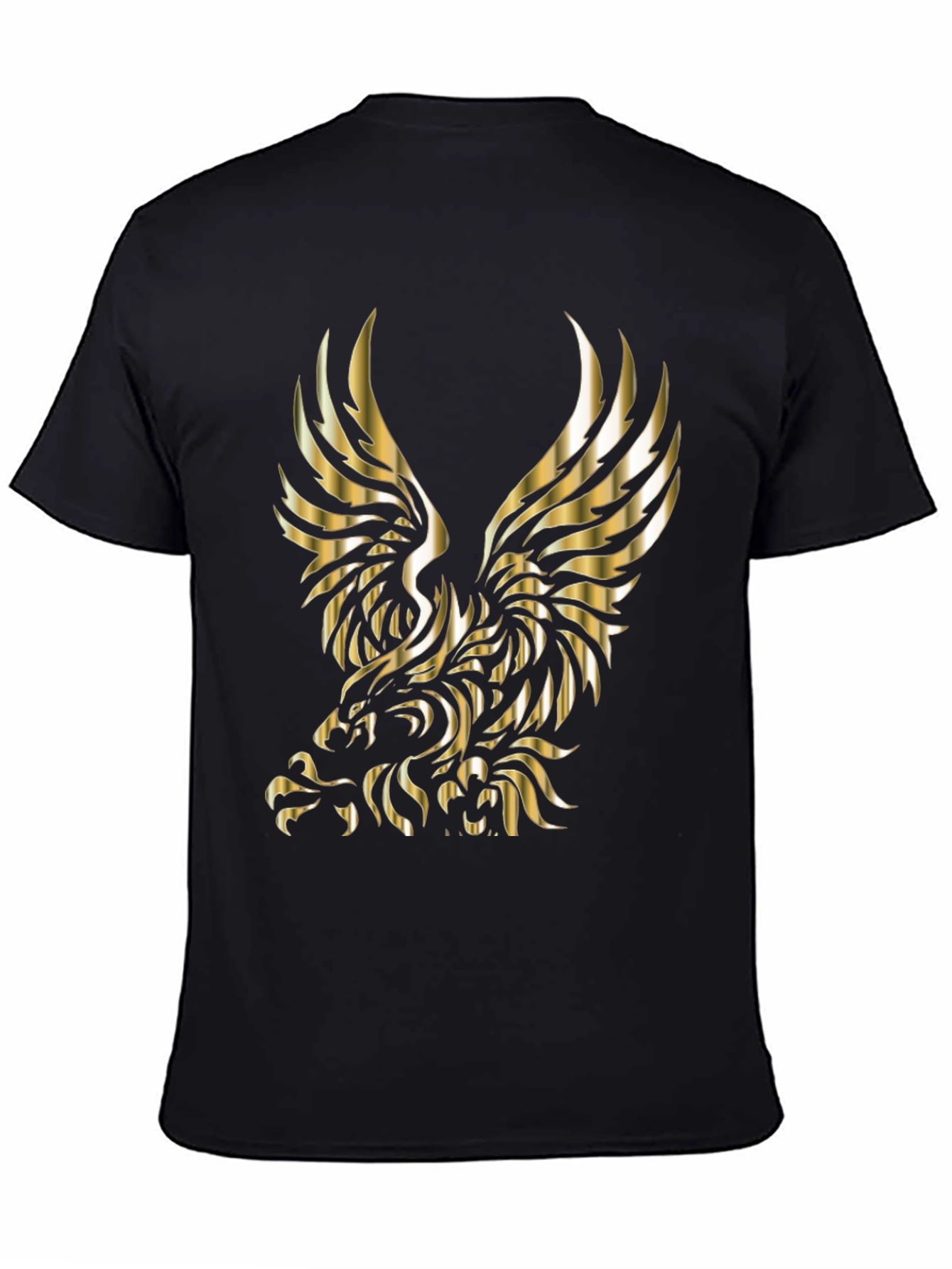 Mens Black T-shirt with Gold Eagle Graphic