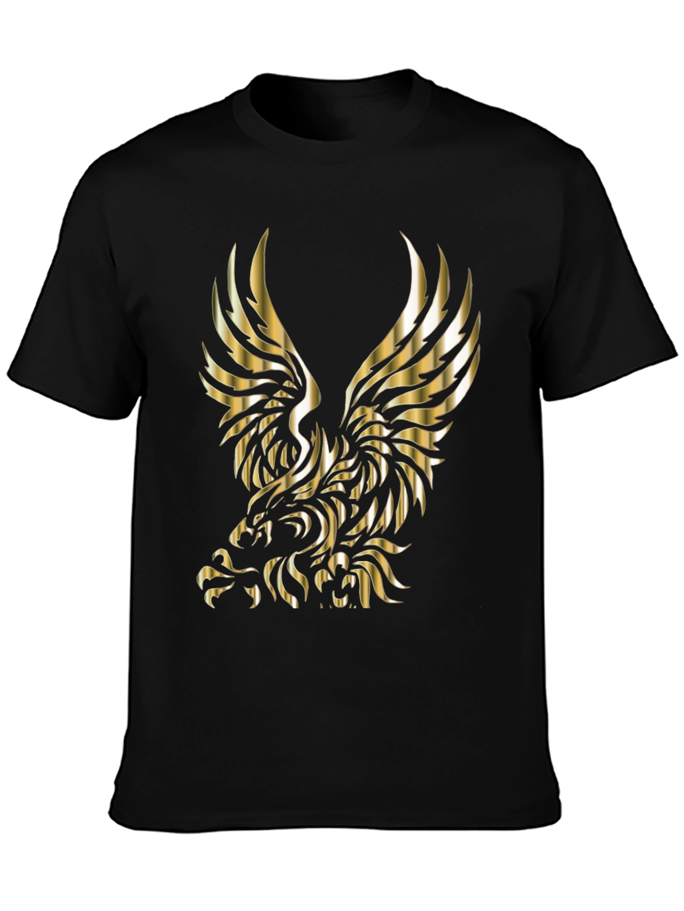 Mens Black T-shirt with Gold Eagle Graphic