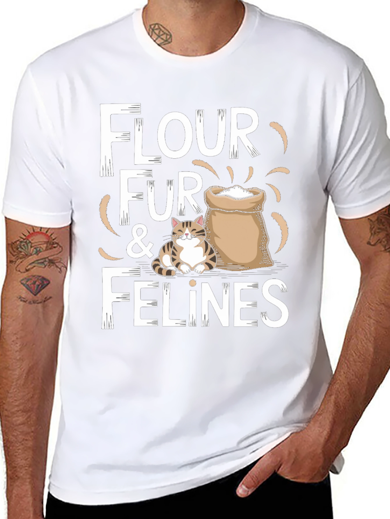Flour Fur & Felines Funny Cat T-Shirt