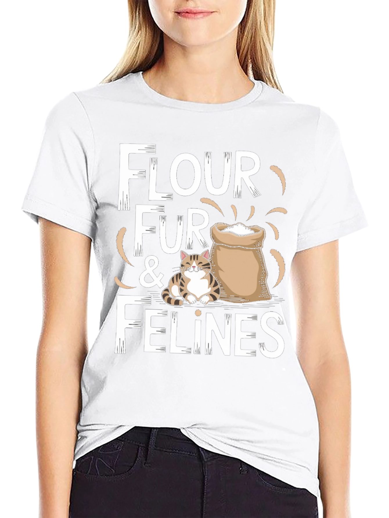Flour Fur & Felines Funny Cat T-Shirt