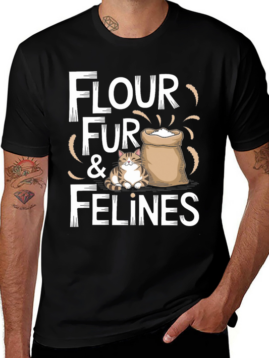 Flour Fur & Felines Funny Cat T-Shirt