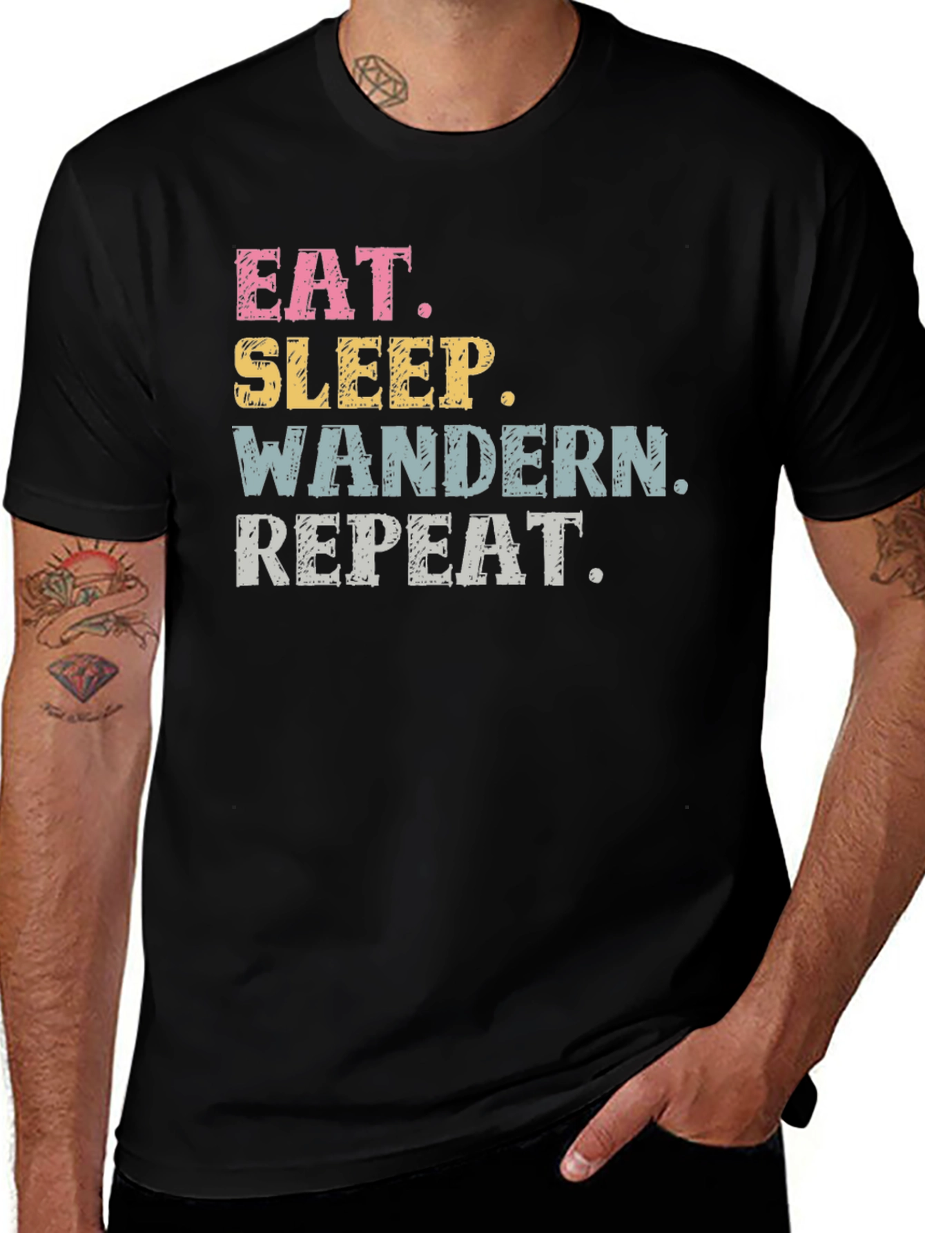 Eat Sleep Wandern Repeat Black T-Shirt