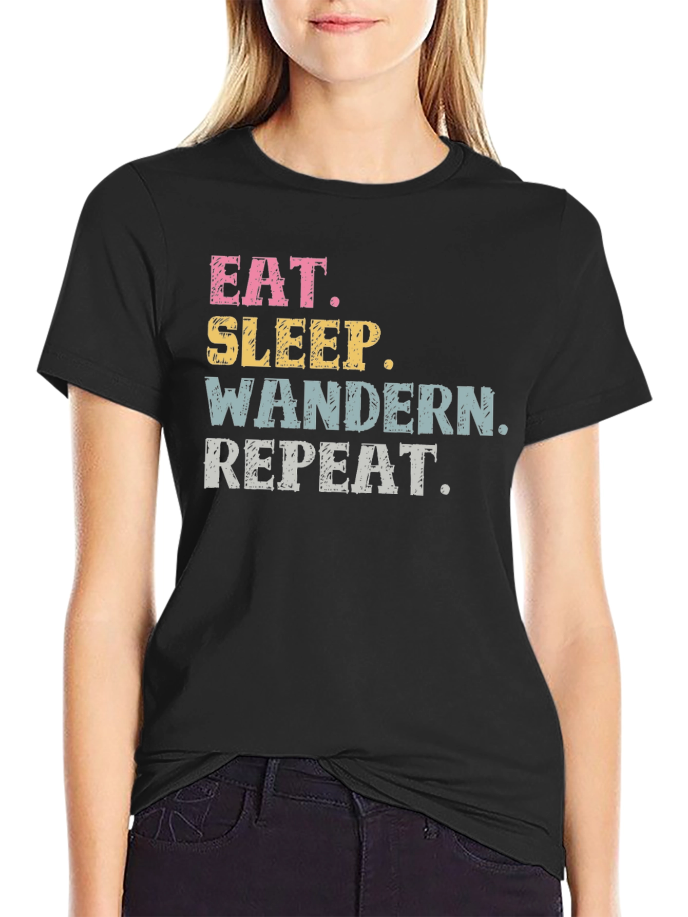 Eat Sleep Wandern Repeat Black T-Shirt