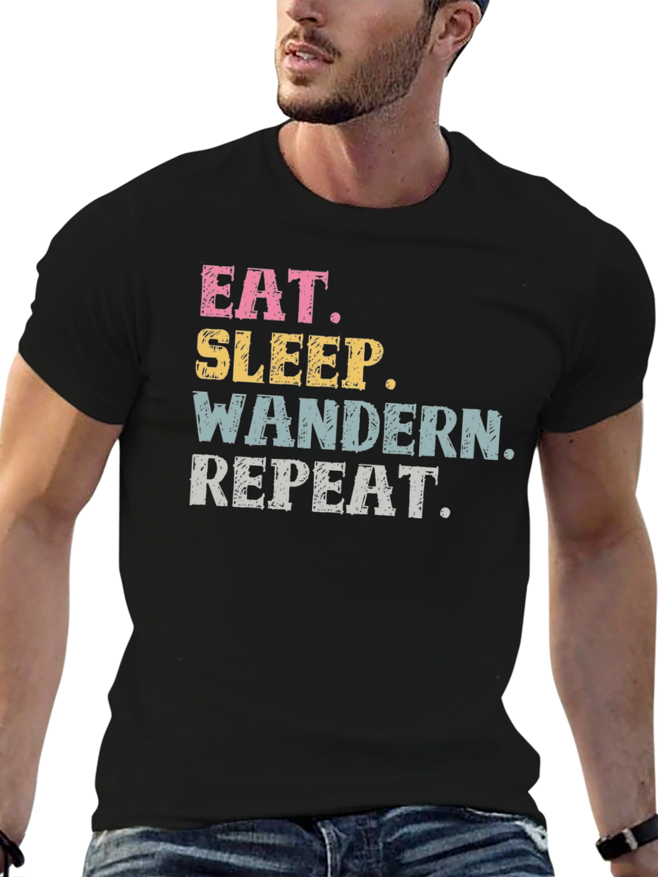 Eat Sleep Wandern Repeat Black T-Shirt