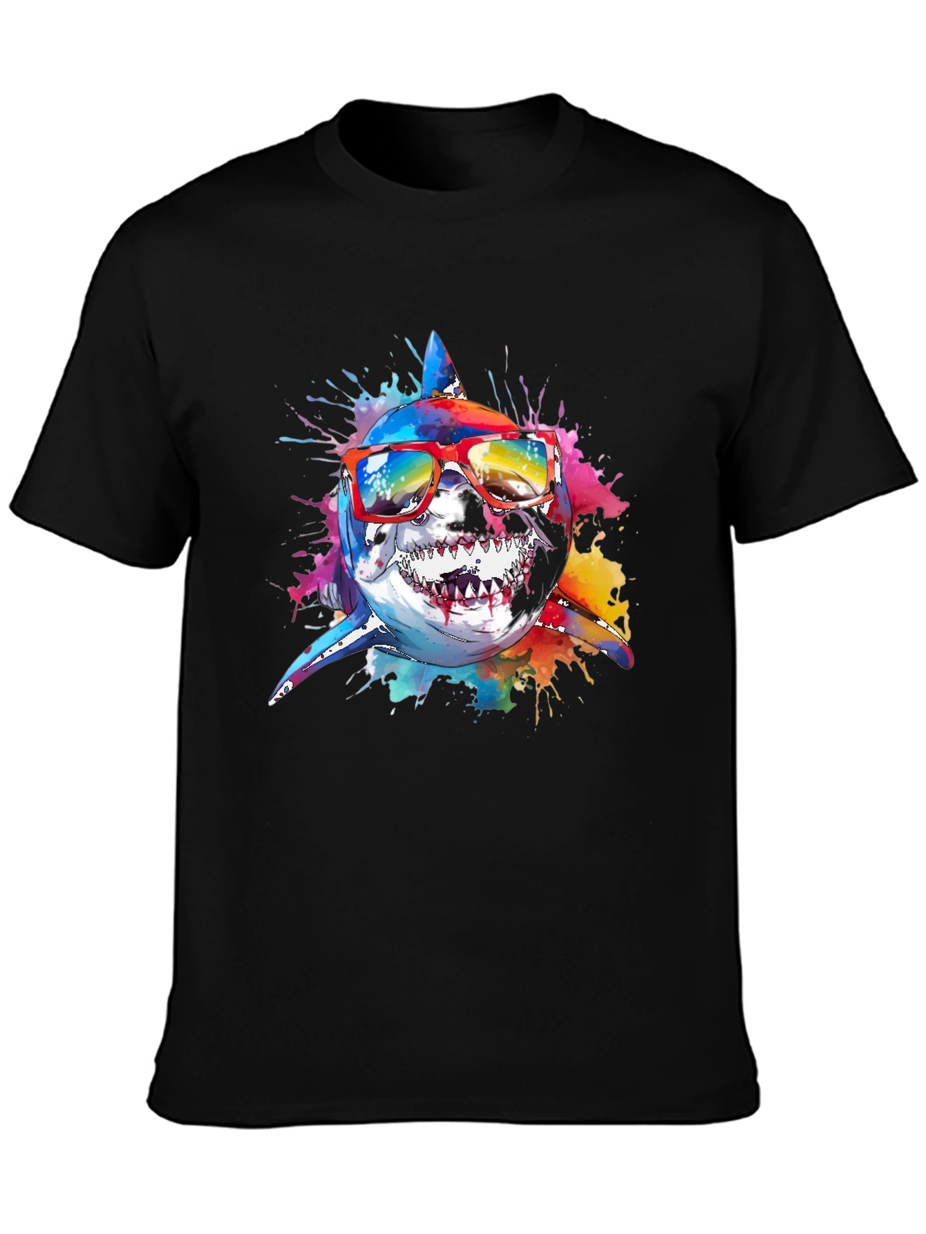 Cool Shark Graphic Tee - Black Cotton T-Shirt