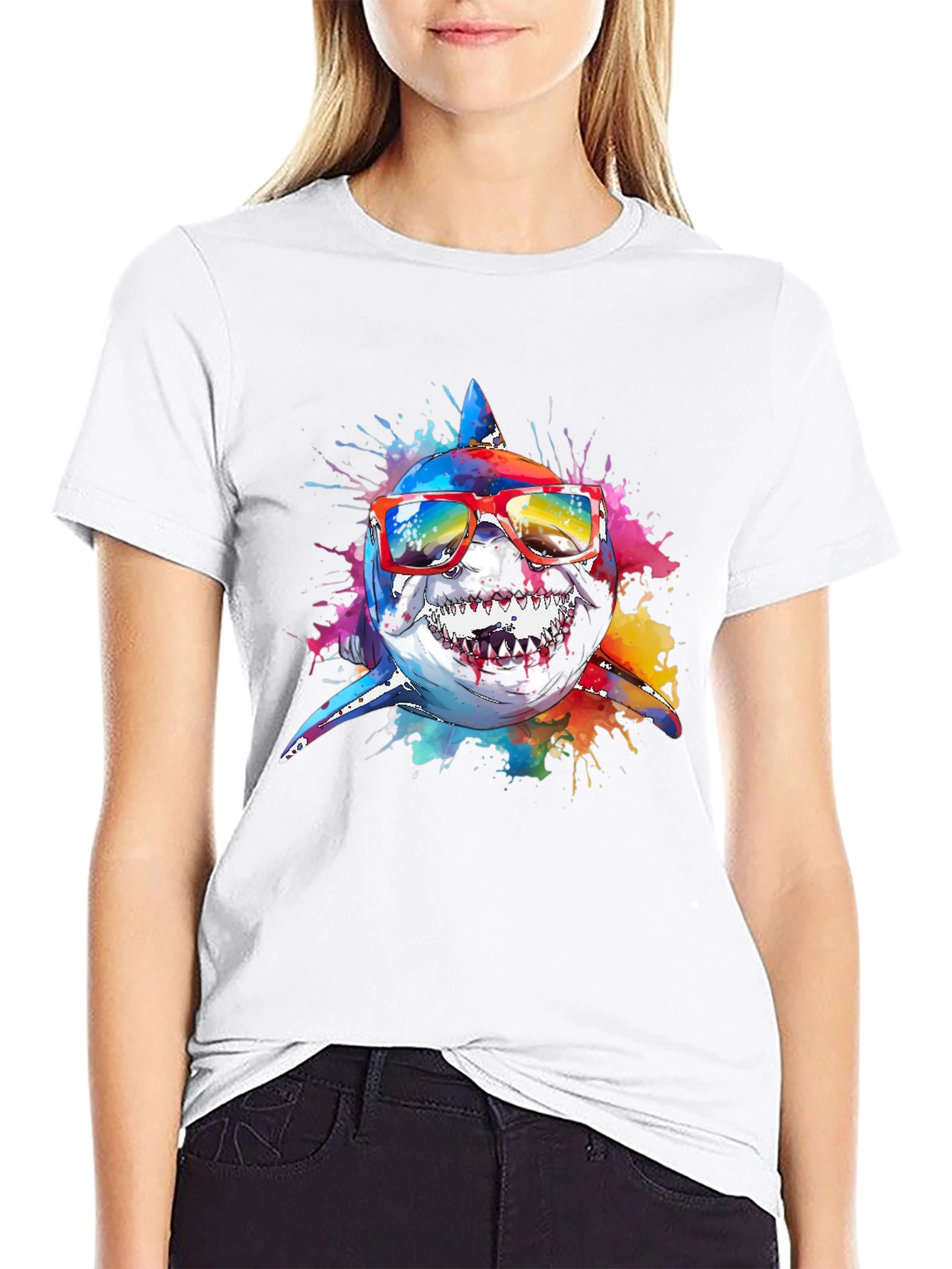 Cool Shark Graphic Tee - Black Cotton T-Shirt