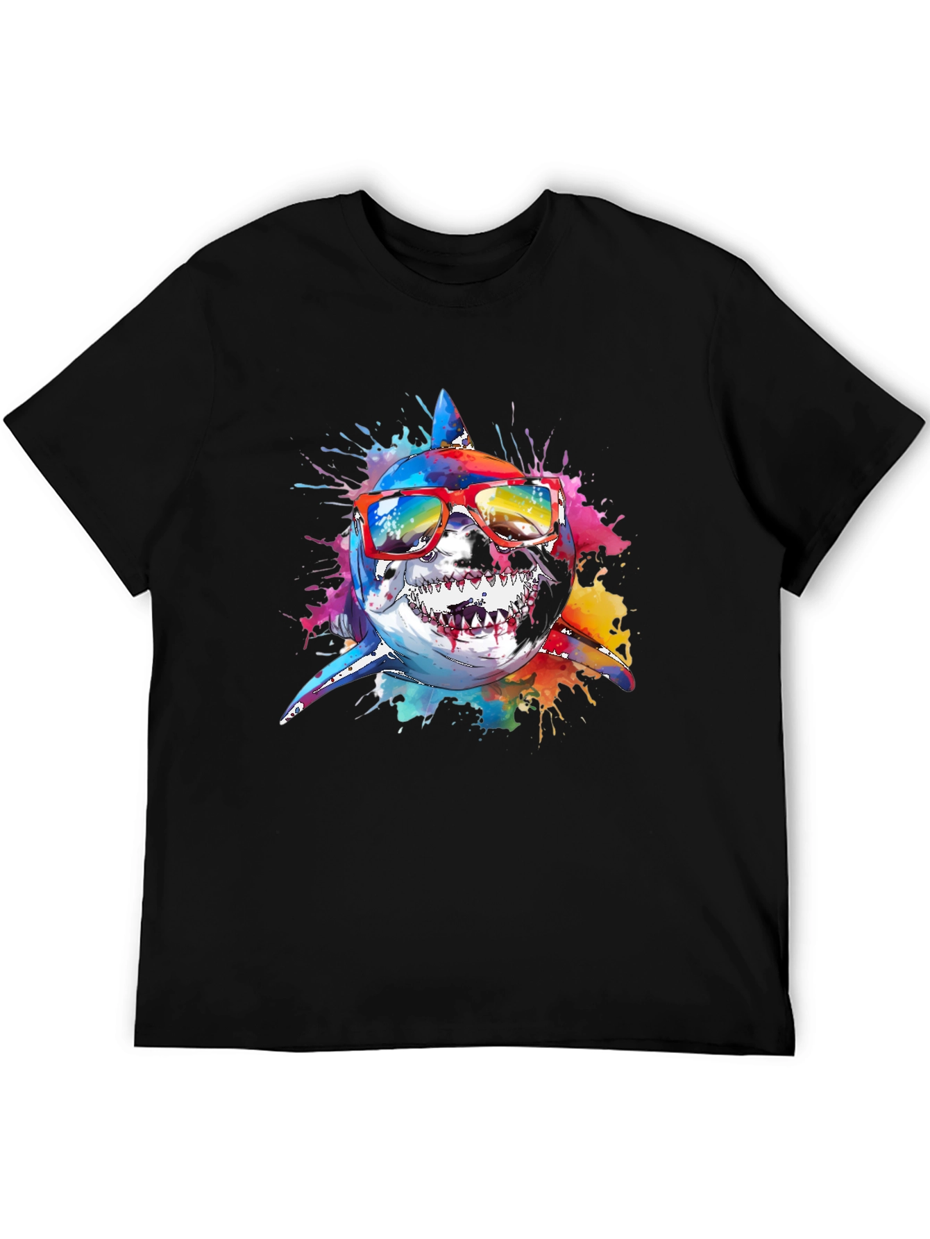 Cool Shark Graphic Tee - Black Cotton T-Shirt
