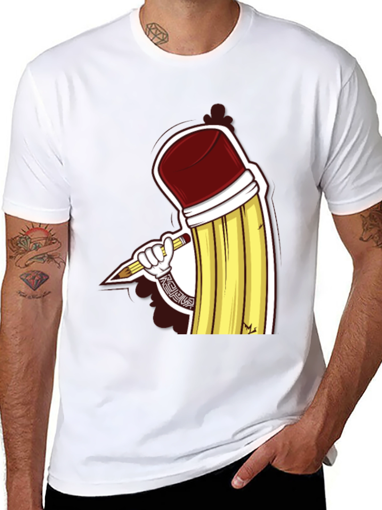 Pencil Art Graphic Tee - Unique Design
