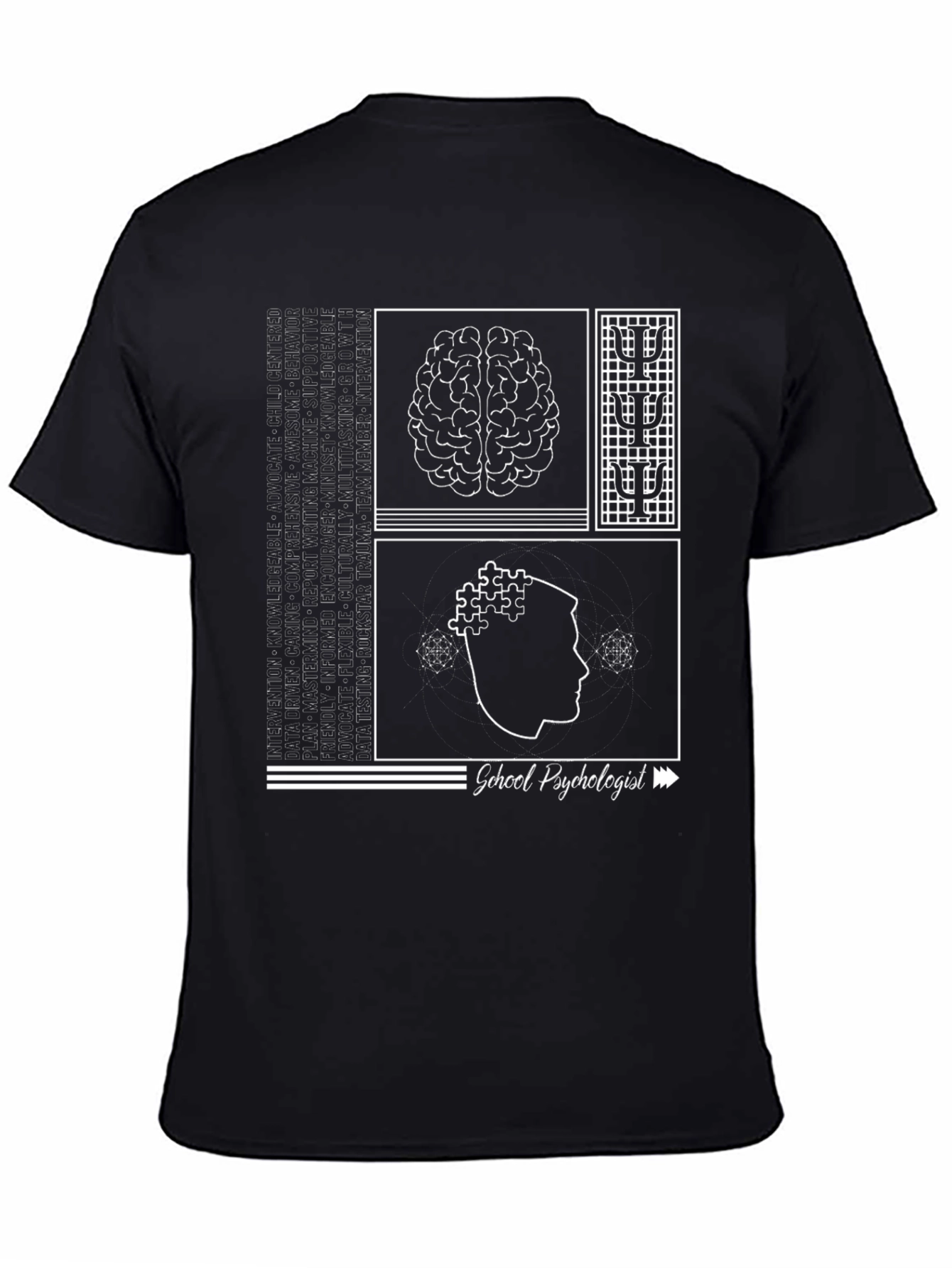School Psychologist T-Shirt - Brain & Puzzle Design