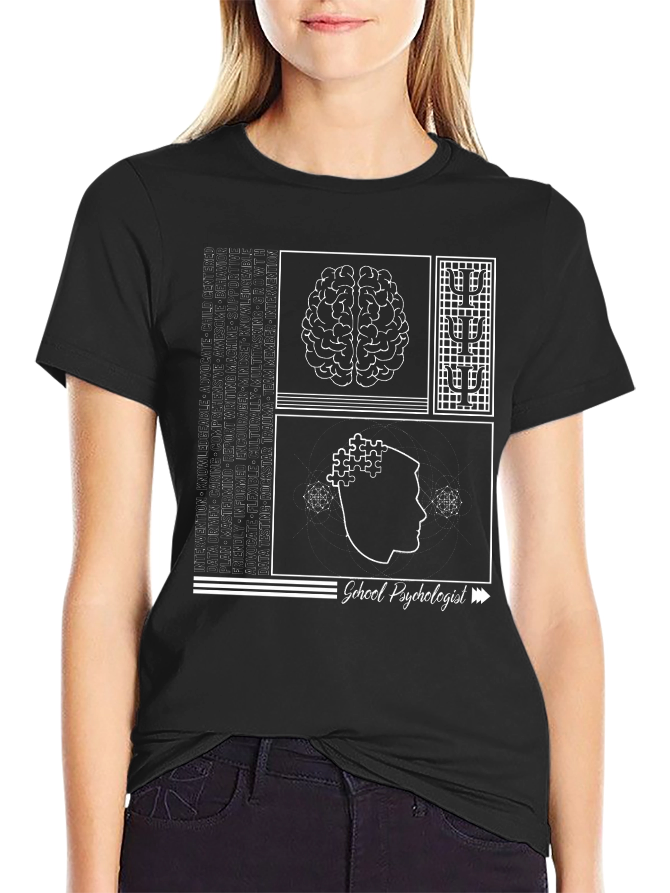 School Psychologist T-Shirt - Brain & Puzzle Design