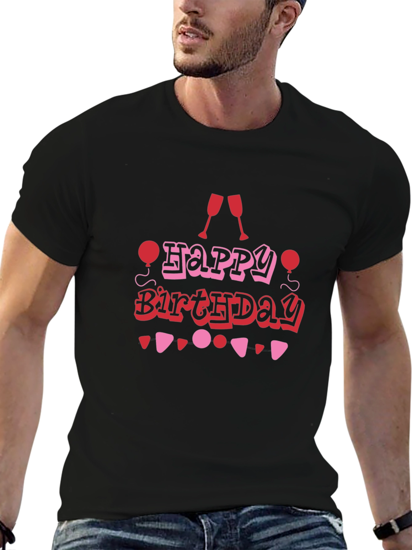 Happy Birthday Graphic Tee - Black