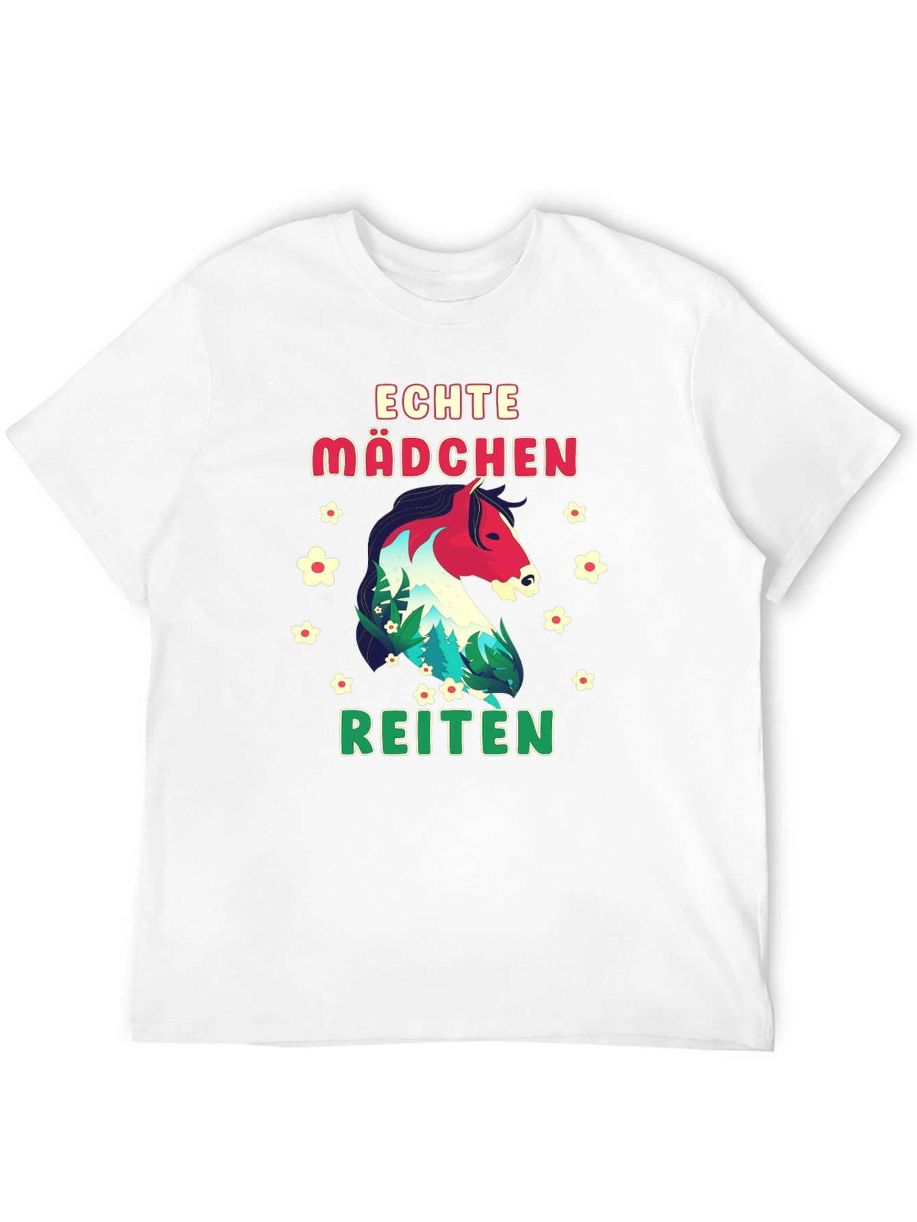 Echte Madchen Reiten Horse Graphic Tee - Black