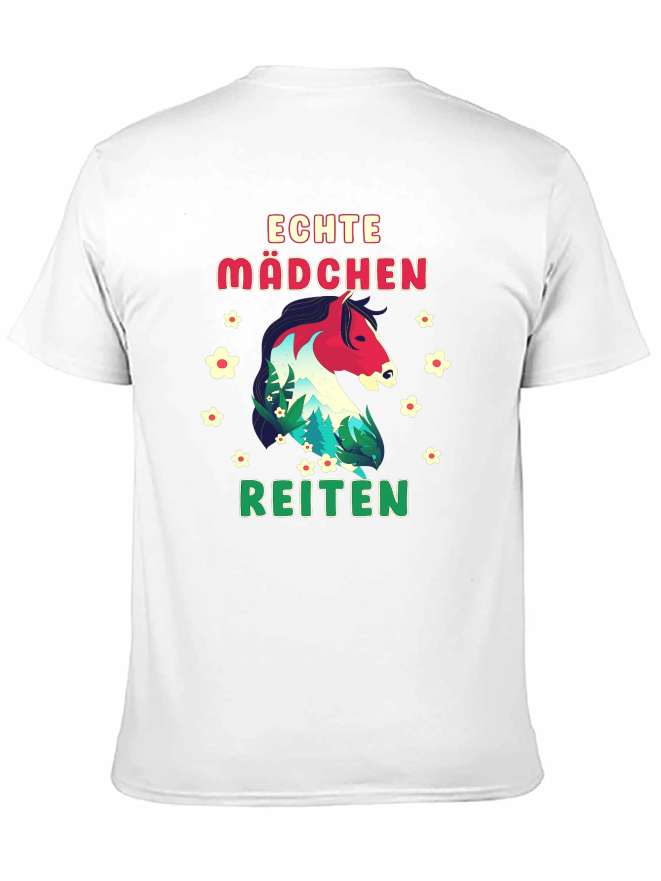 Echte Madchen Reiten Horse Graphic Tee - Black