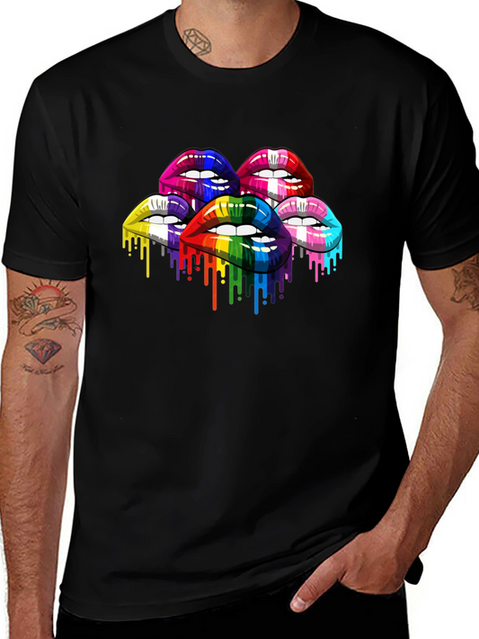 Rainbow Lips Graphic Print T-Shirt