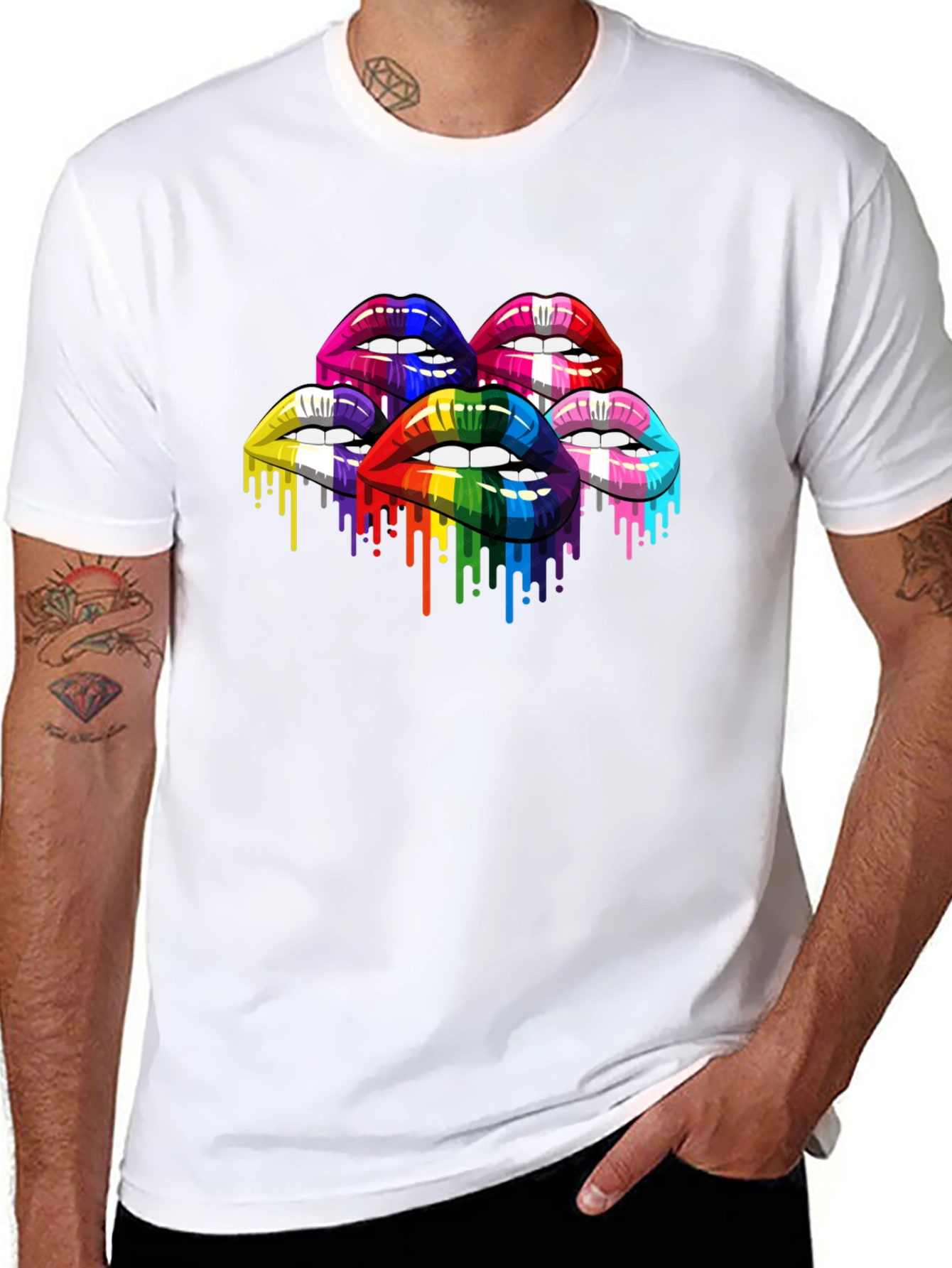 Rainbow Lips Graphic Print T-Shirt