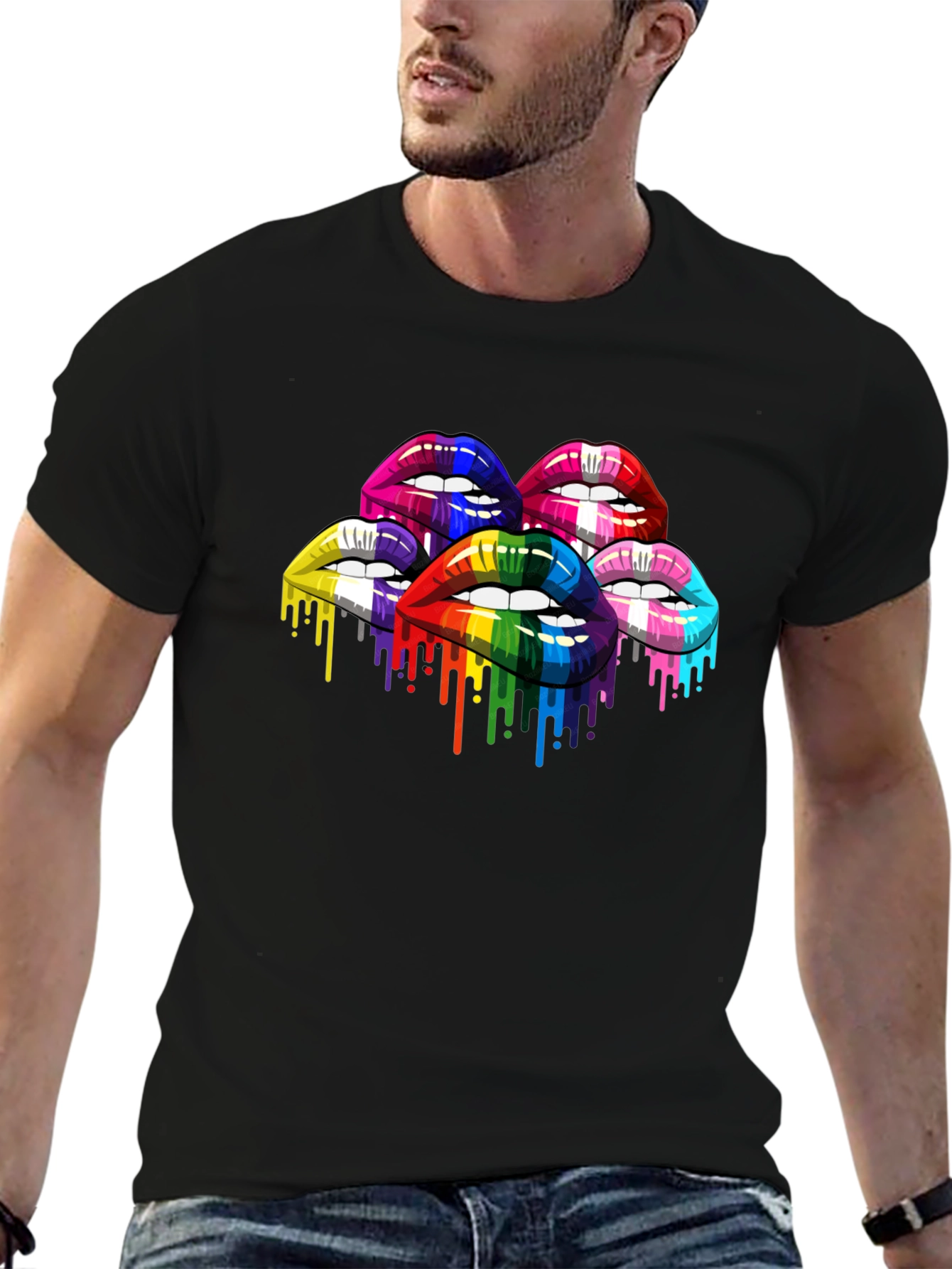 Rainbow Lips Graphic Print T-Shirt