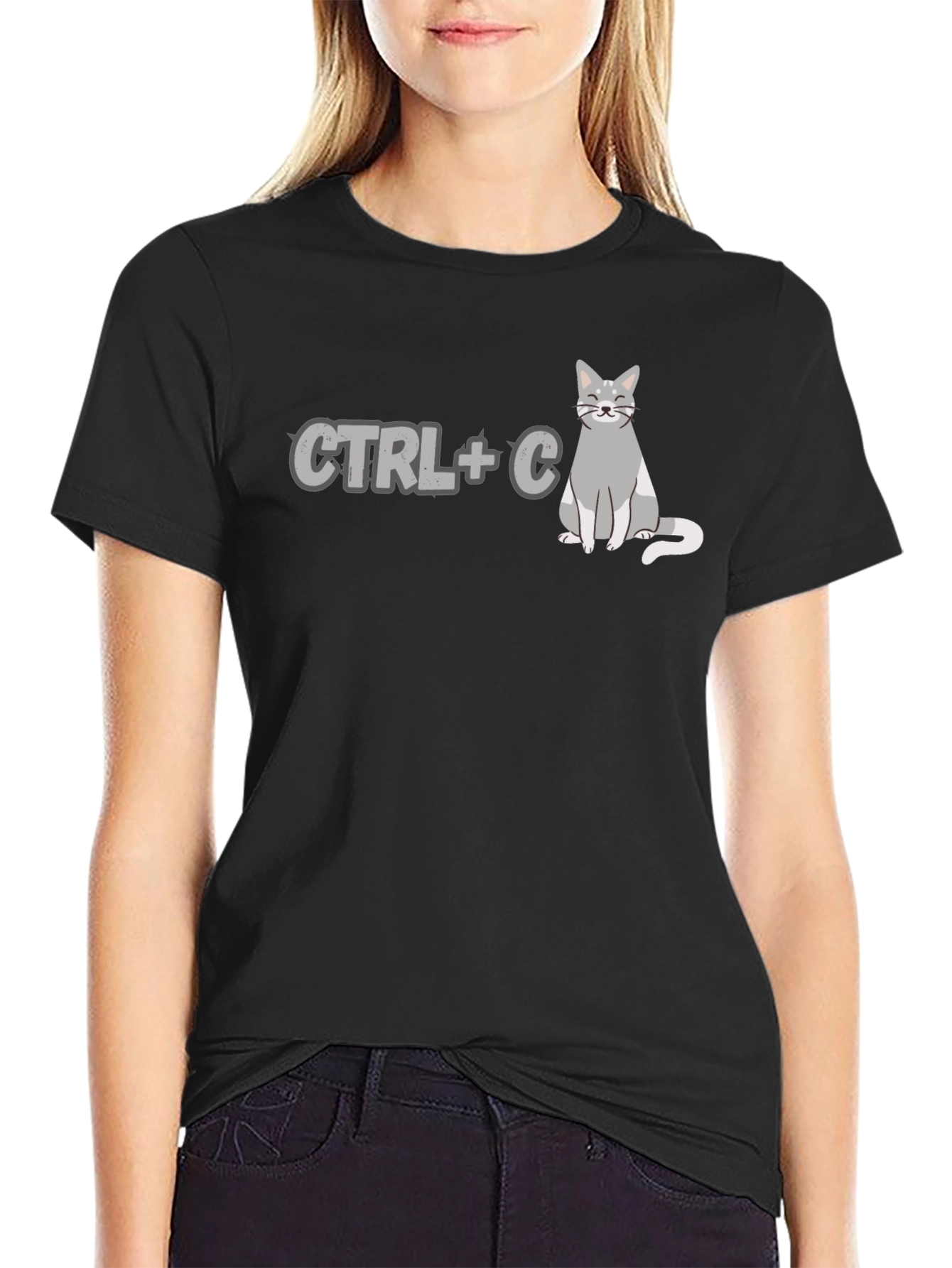 CTRL+C Cat Copy Paste Funny Black T-Shirt