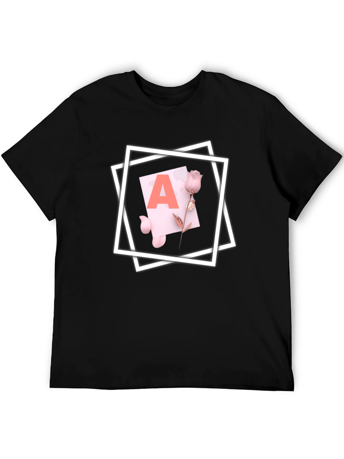 Letter A Rose T-Shirt - Stylish Graphic Tee