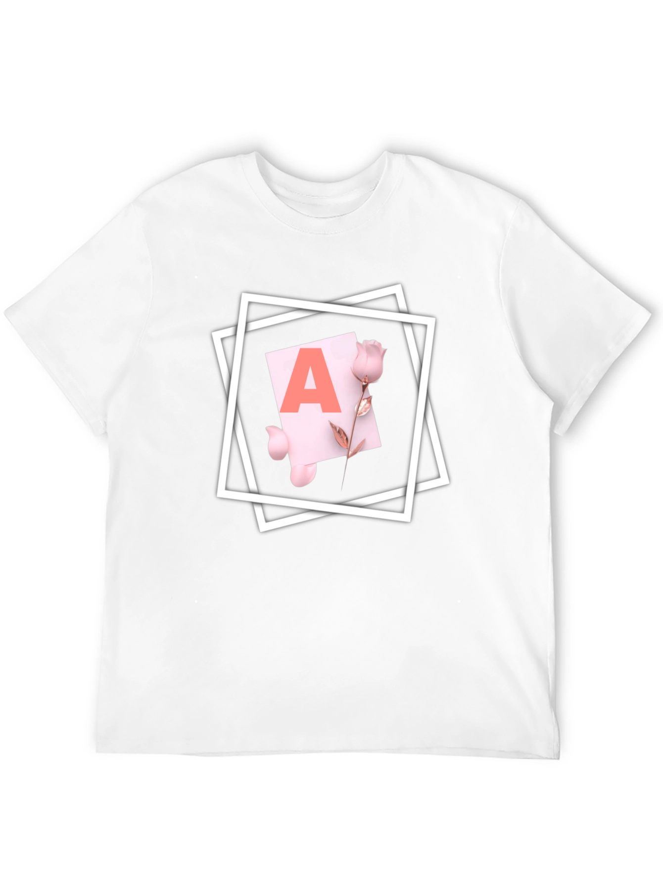 Letter A Rose T-Shirt - Stylish Graphic Tee